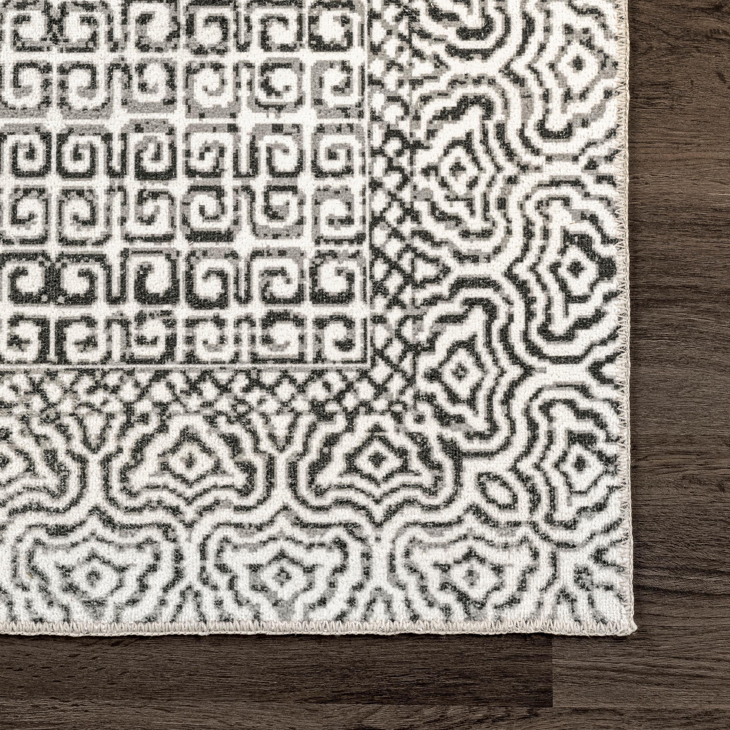 Nuloom Hart Medallion 5x8 Machine Washable Indoor Area Rug for Living Room Bedroom Dining Room Kitchen, Grey/Ivory