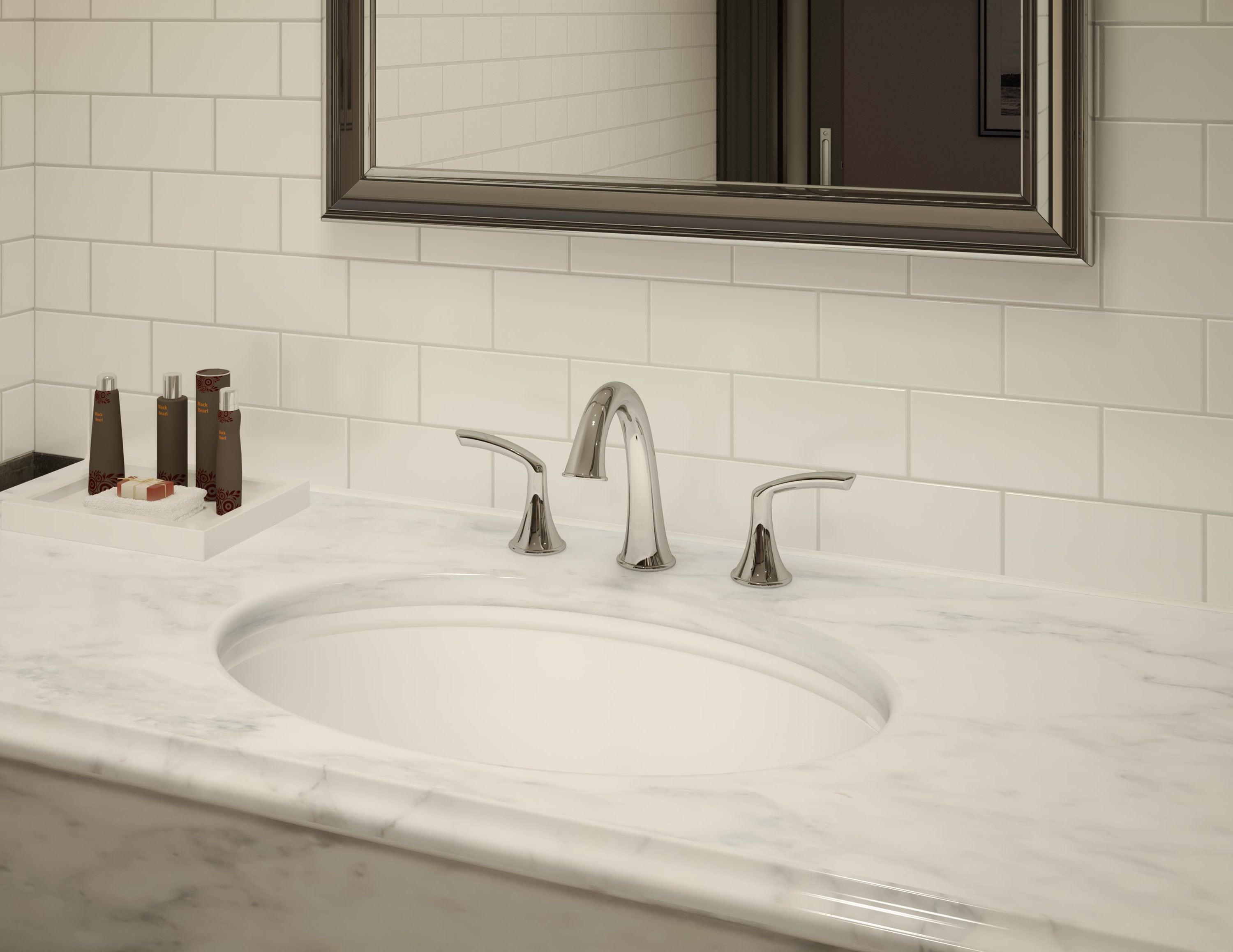 Elm Widespread Faucet with Push Pop Drain