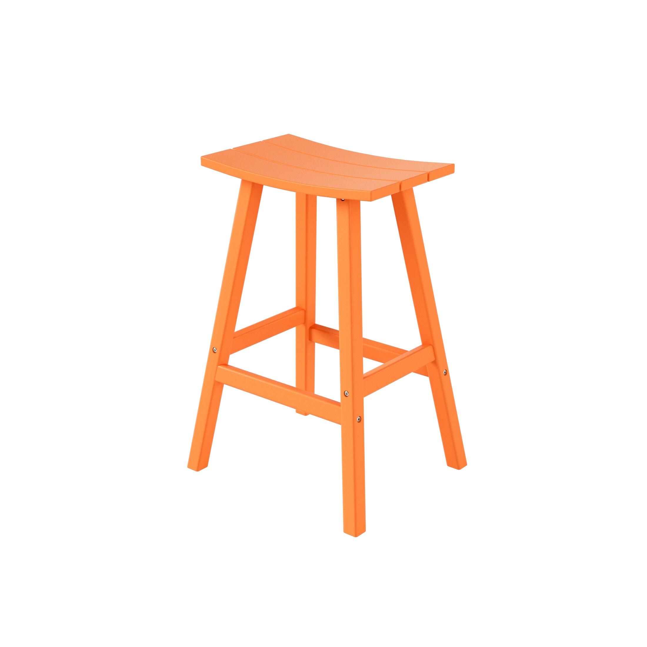 Franklin Orange 29 in. Poly HDPE Fade Resistant Outdoor Patio Saddle Seat Pub Height Bar Stool