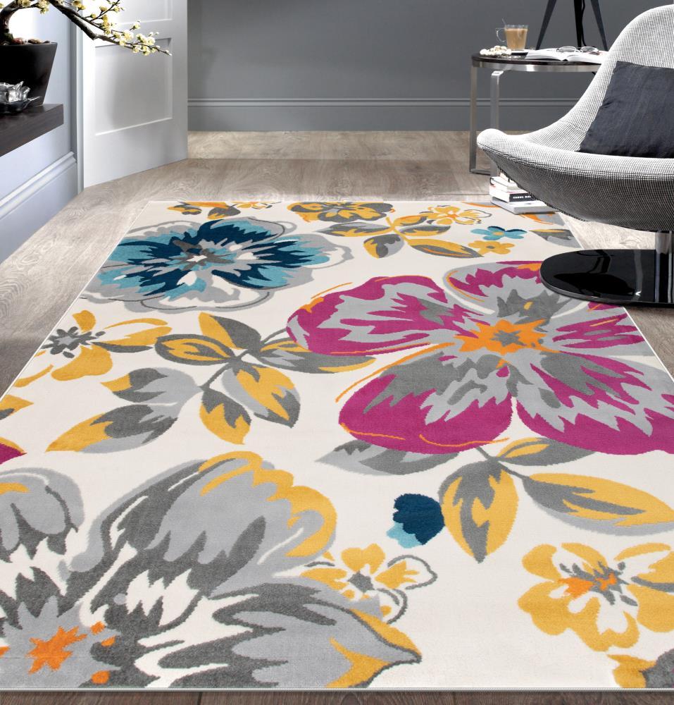 World Rug Gallery Modern Floral Design Multi 6'6" x 9' Area Rug