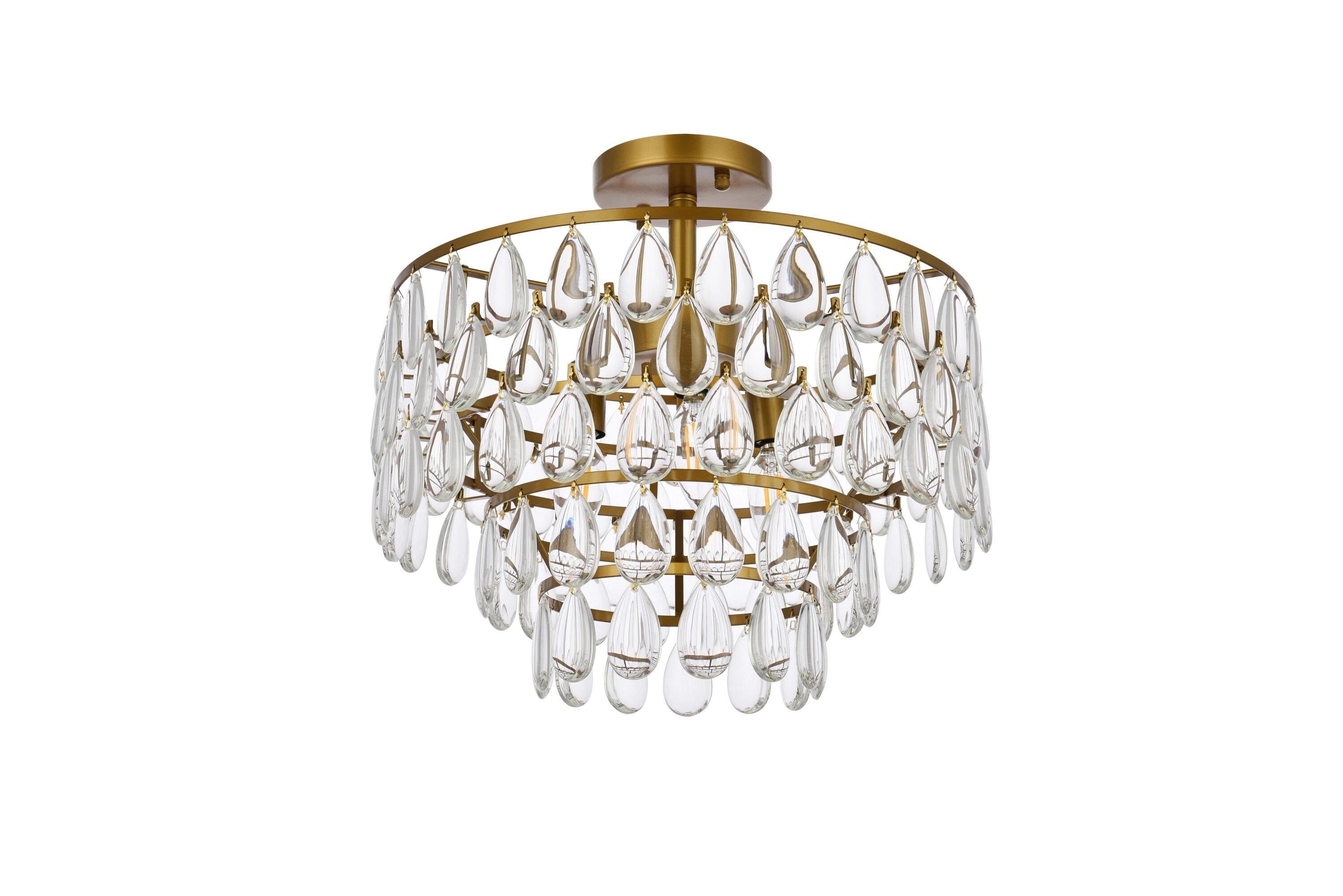 Elegant Lighting Mila 16 inch flush mount in brass