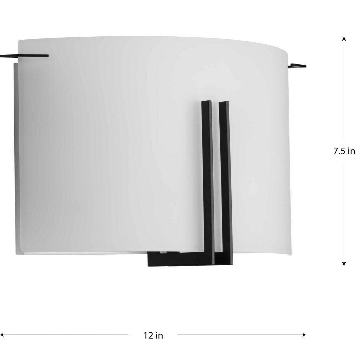 Progress Lighting, Modern Glass, 2-Light Wall Sconce, Matte Black, Etched Glass, Steel.