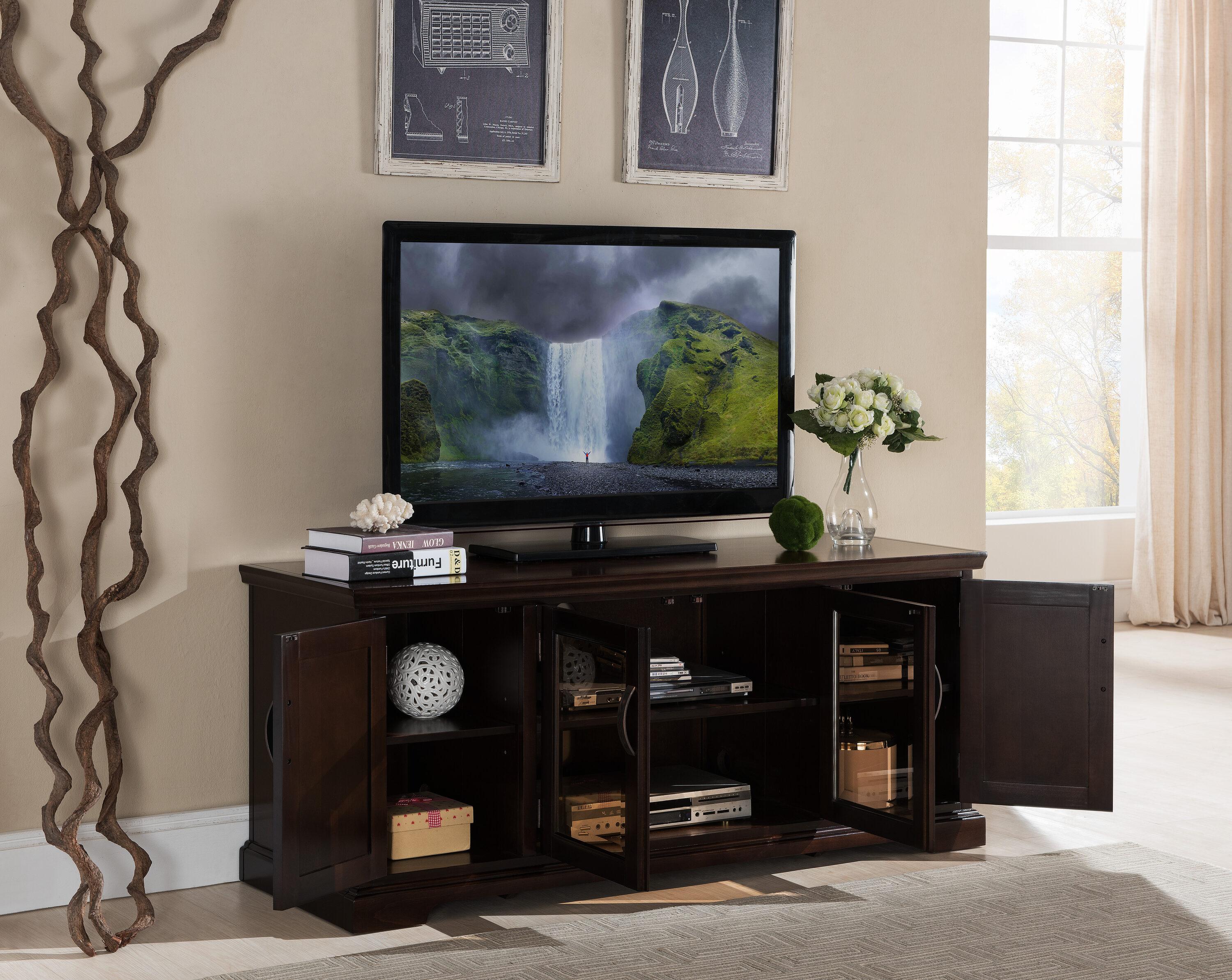 Leick Home 81360 Three Door TV Stand with Bronze Glass for 60" TV's, Chocolate Cherry