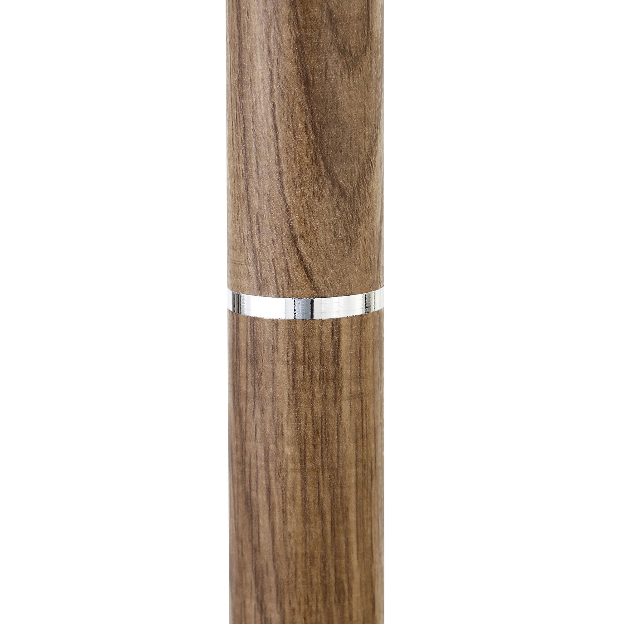 Evelyn&Zoe Simone 2-Light Floor Lamp with Fabric Shade, Rustic Oak/Polished Nickel/White