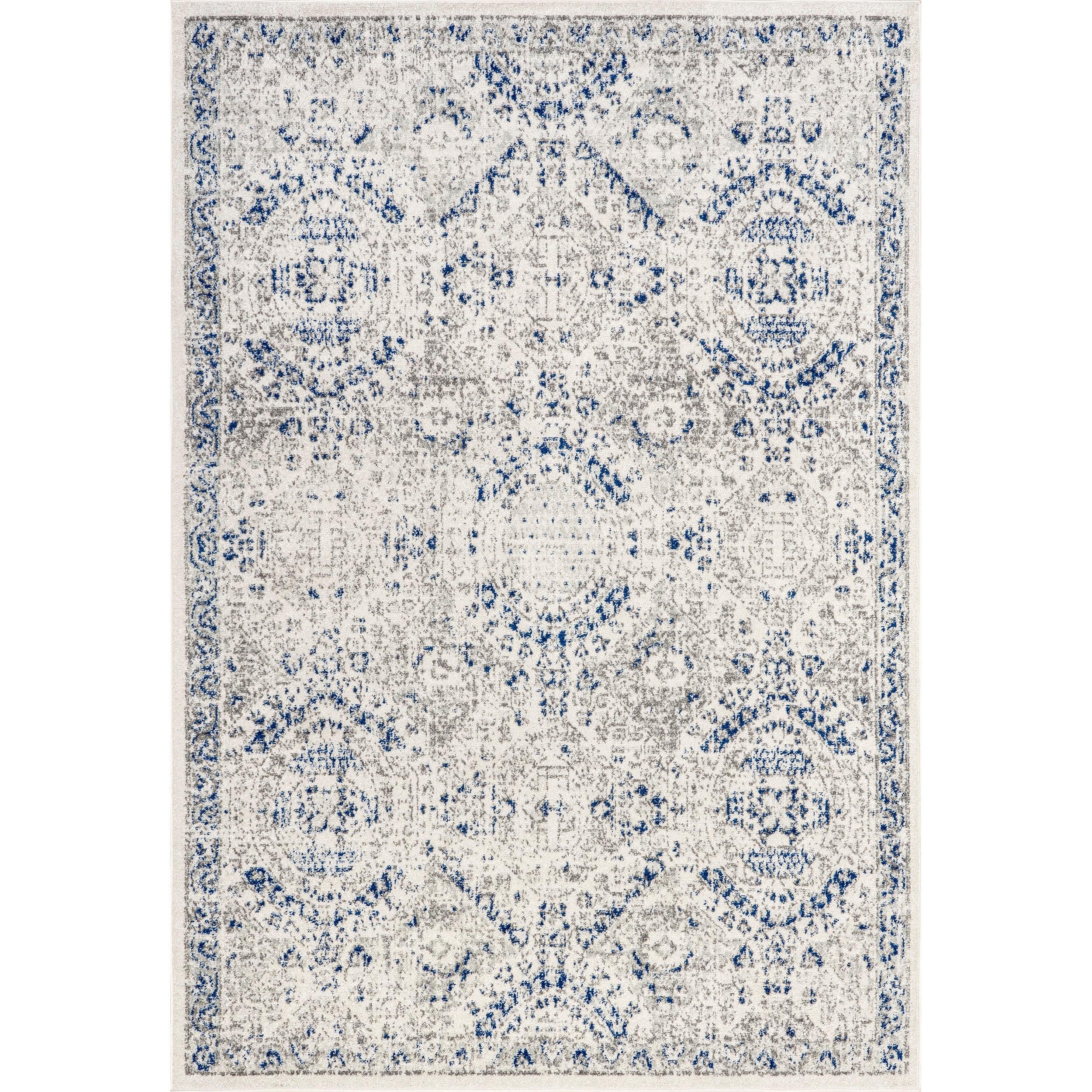 Nuloom Minta Medallion 2x3 Accent Indoor Area Rug for Living Room Bedroom Dining Room Entryway Kitchen, Blue/Off White