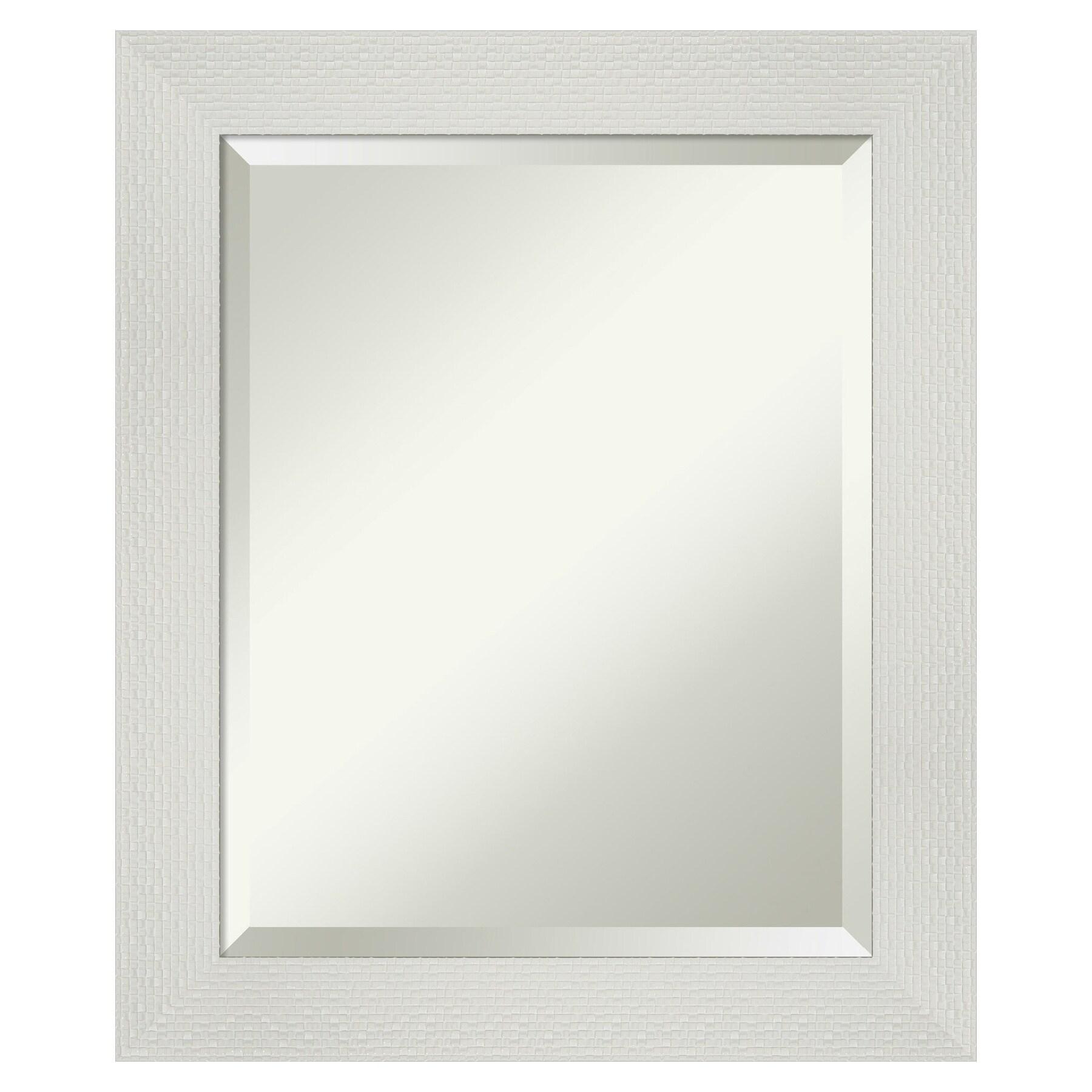 Mosaic White Satin Finish Framed Bathroom Vanity Mirror