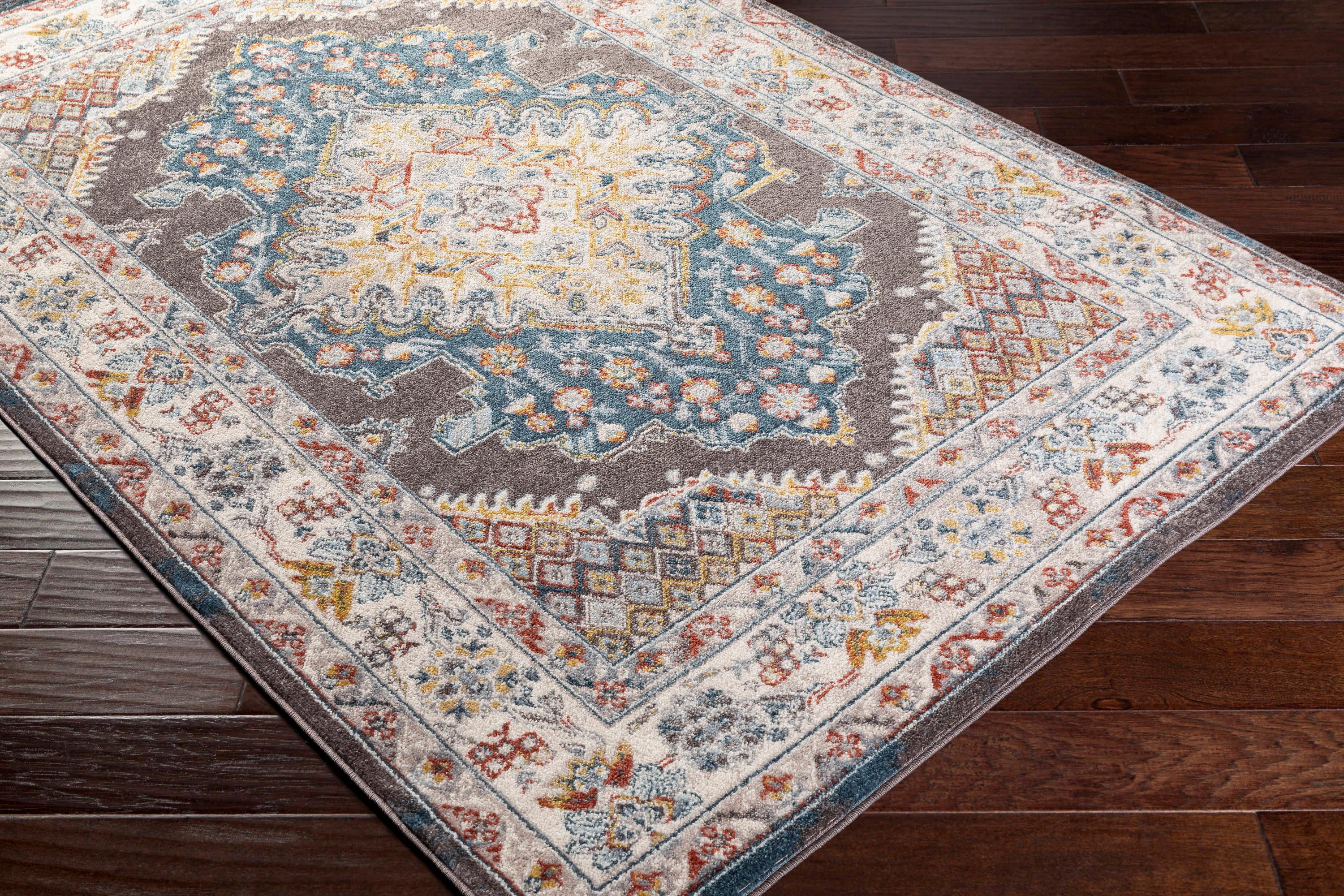 Livabliss 5'3"x7'3" Kashan Traditional Rugs Blue: Stain & Fade-Resistant, Medium Pile, Polypropylene
