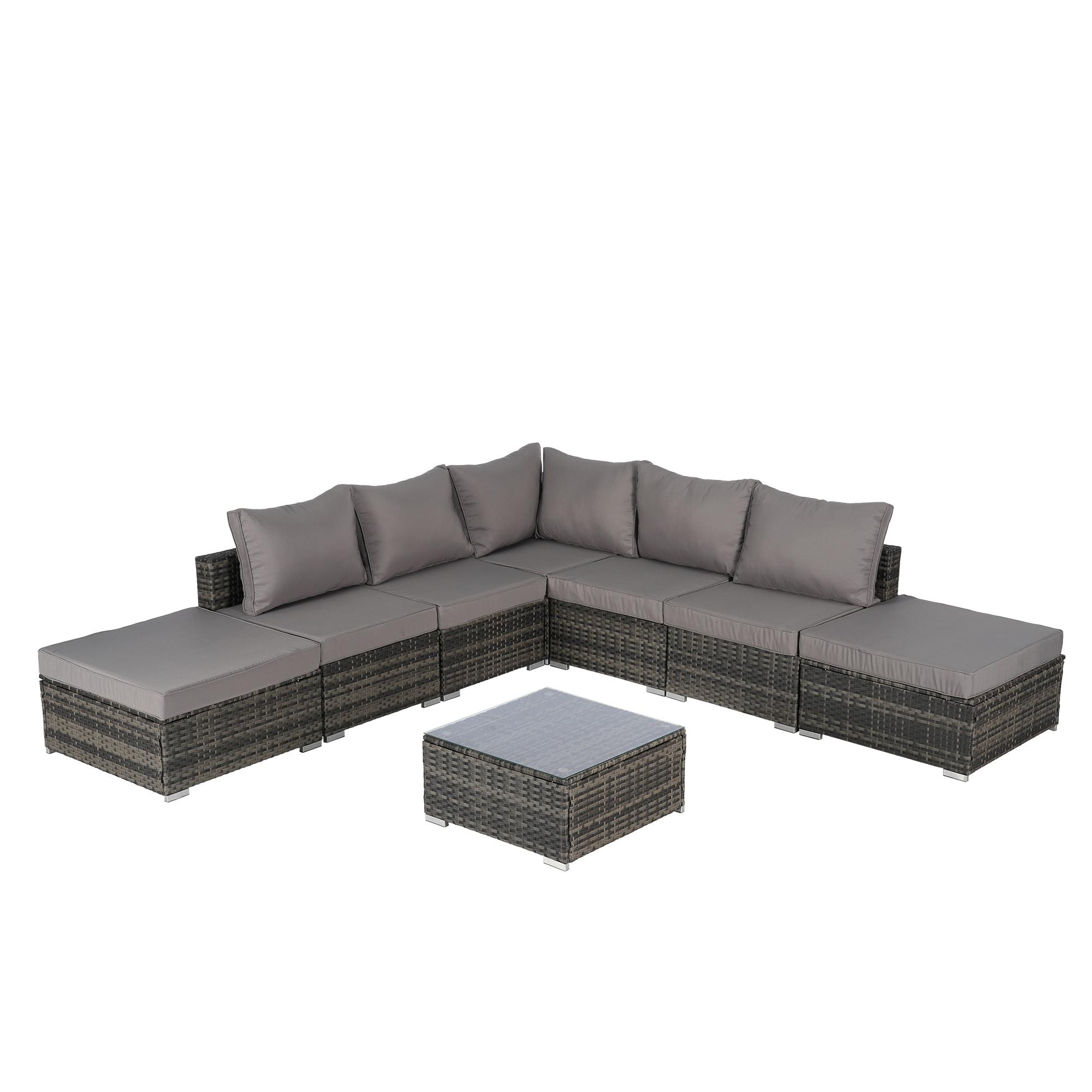 howcoolmall 5 Piece Patio Dining Set for 4, 4 Chairs with Cushions and 1 Square Table with 1.75” Umbrella Hole Outdoor Furniture Set, Black and Brown