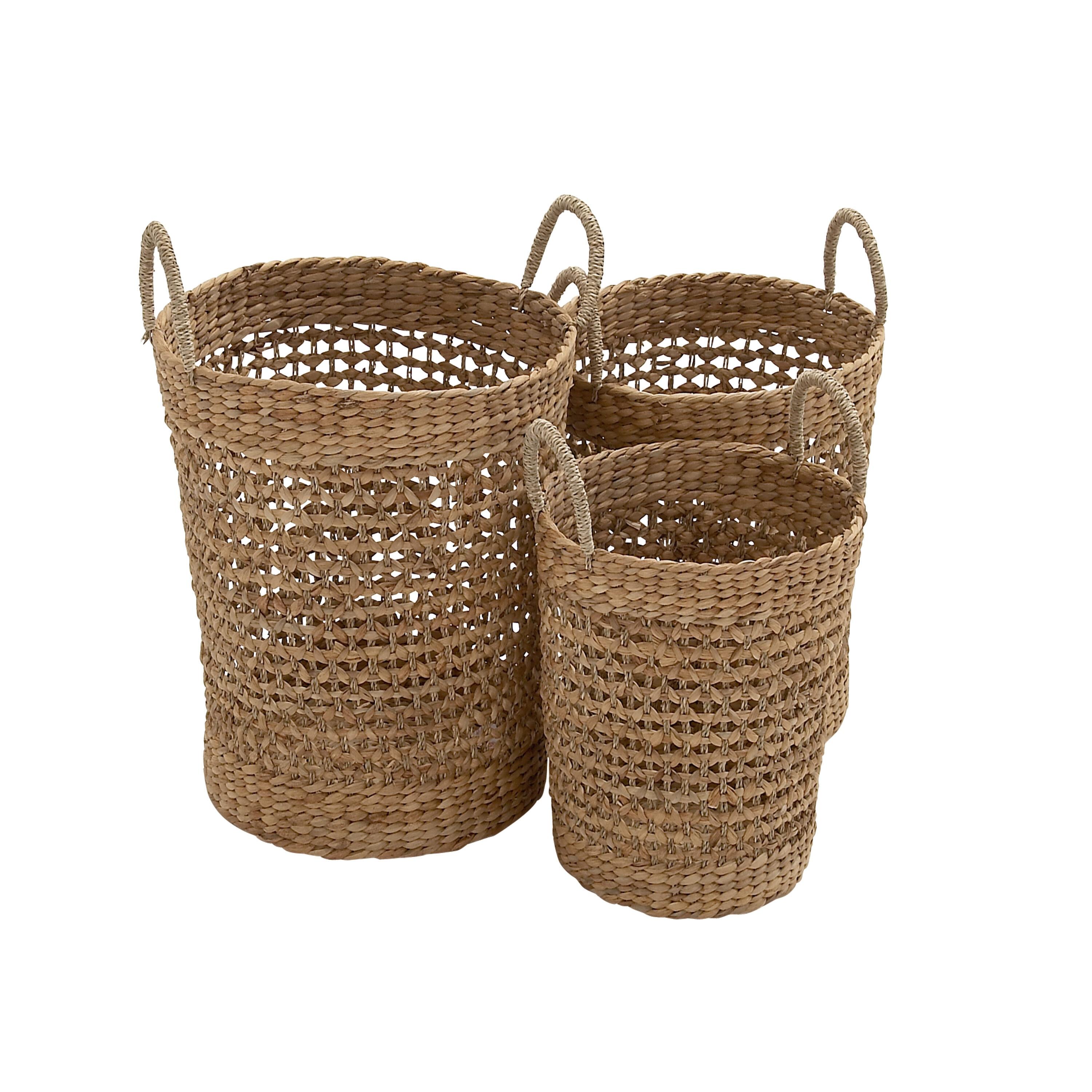 Seagrass Handmade Woven Decorative and Functional Storage Basket with Handles