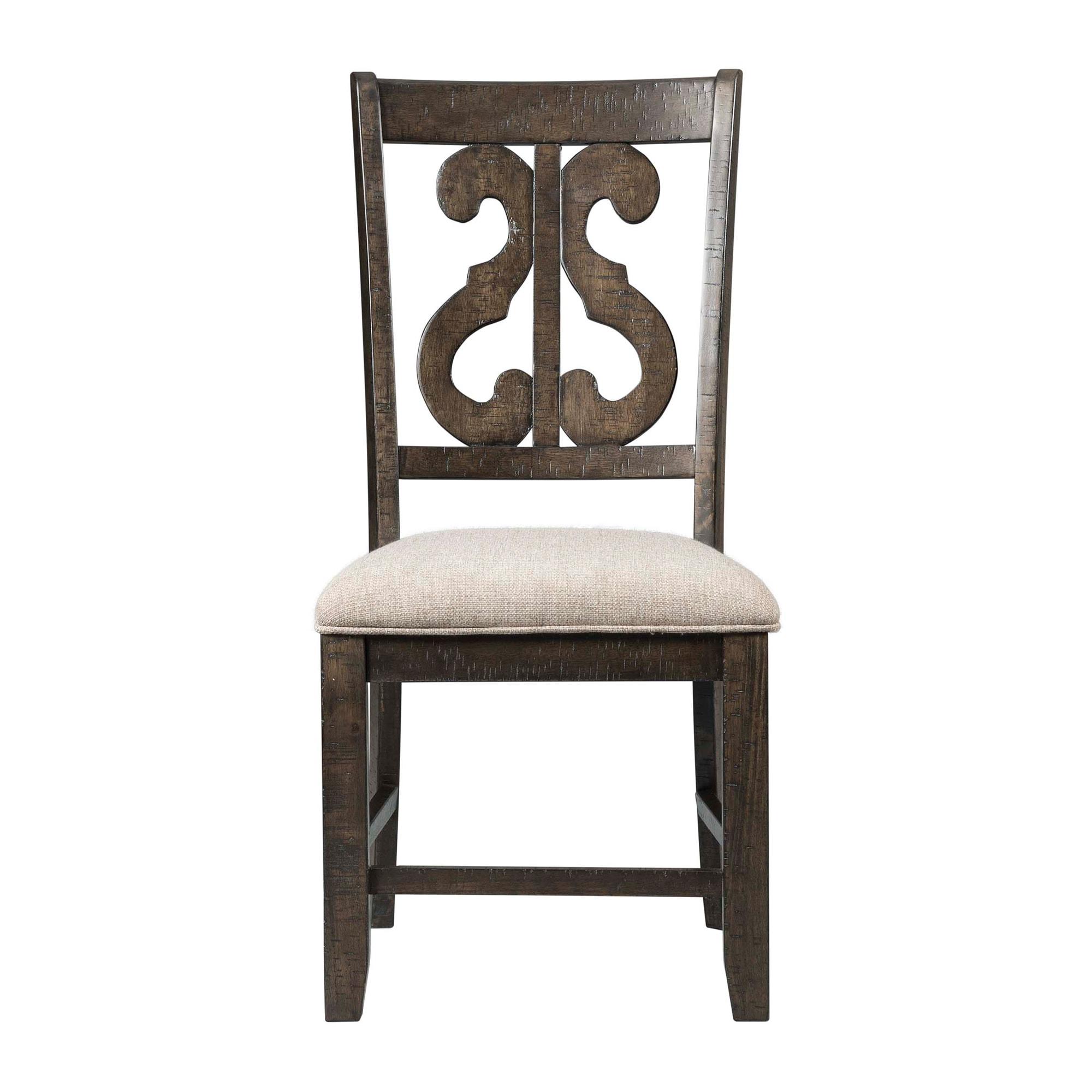 Stanford Wooden Swirl Back Chair Brown - Picket House Furnishings: Mid-Century Modern, Upholstered Seat