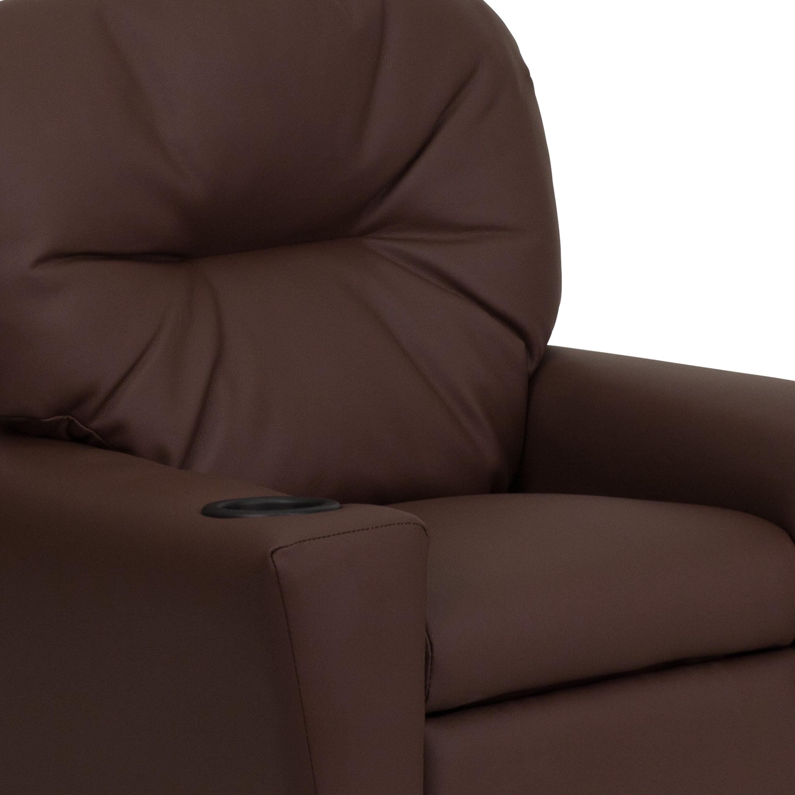 Flash Furniture Chandler Contemporary Brown LeatherSoft Kids Recliner with Cup Holder