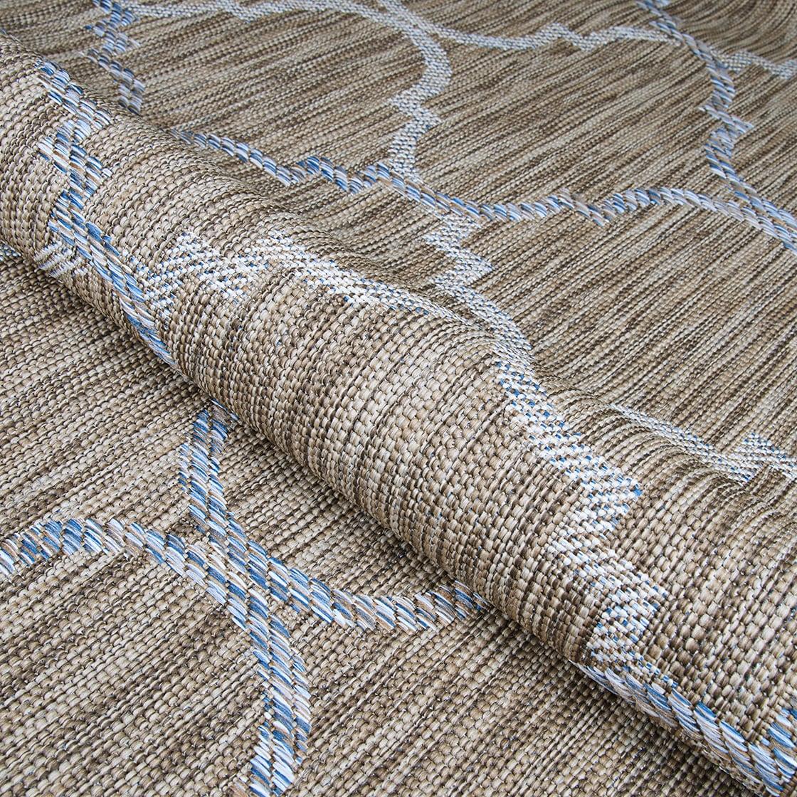 Couristan 2' x 7' Sand and Ivory Trellis Outdoor Rug