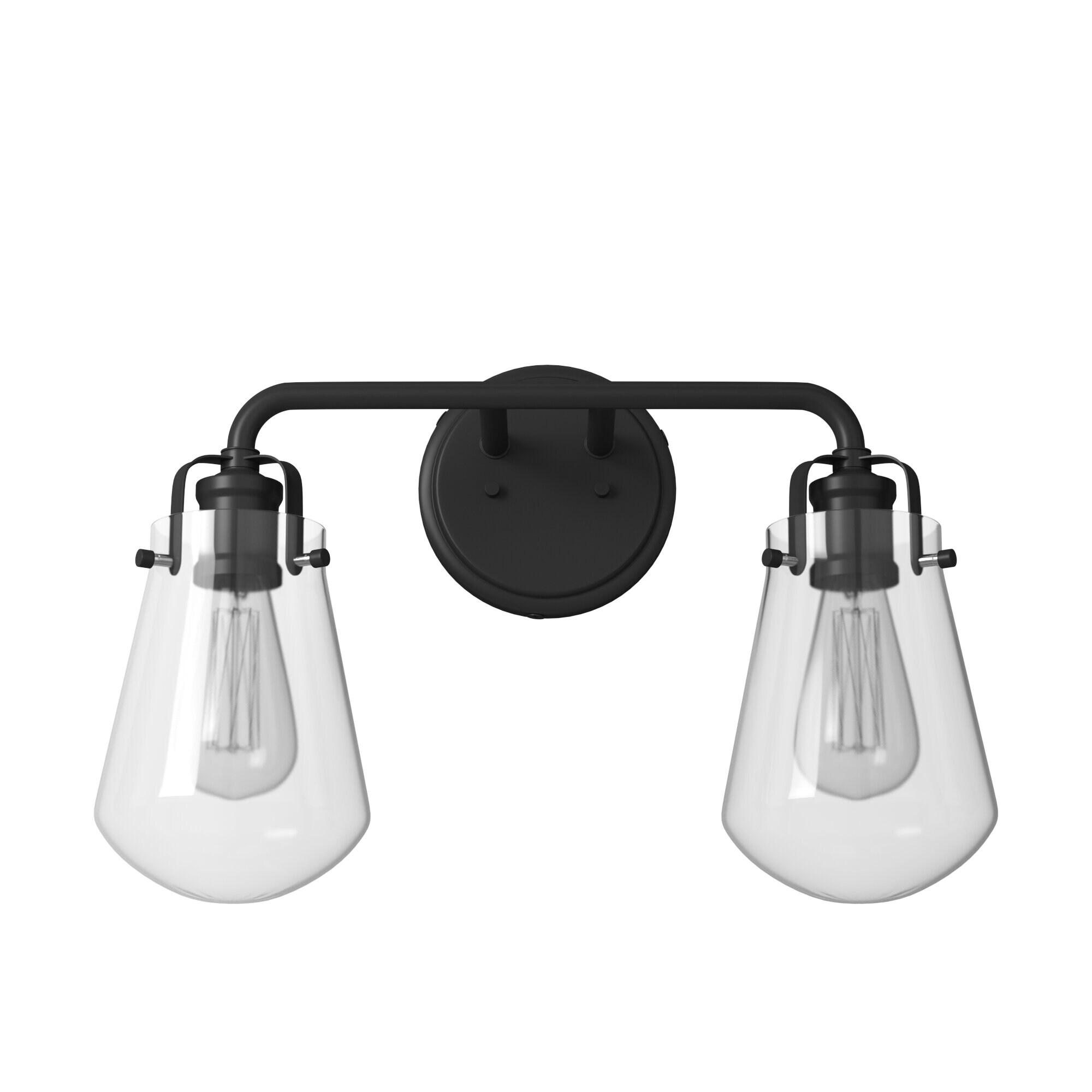 Elliott Vintage Matte Black 2-Light Bath Vanity Wall Sconce