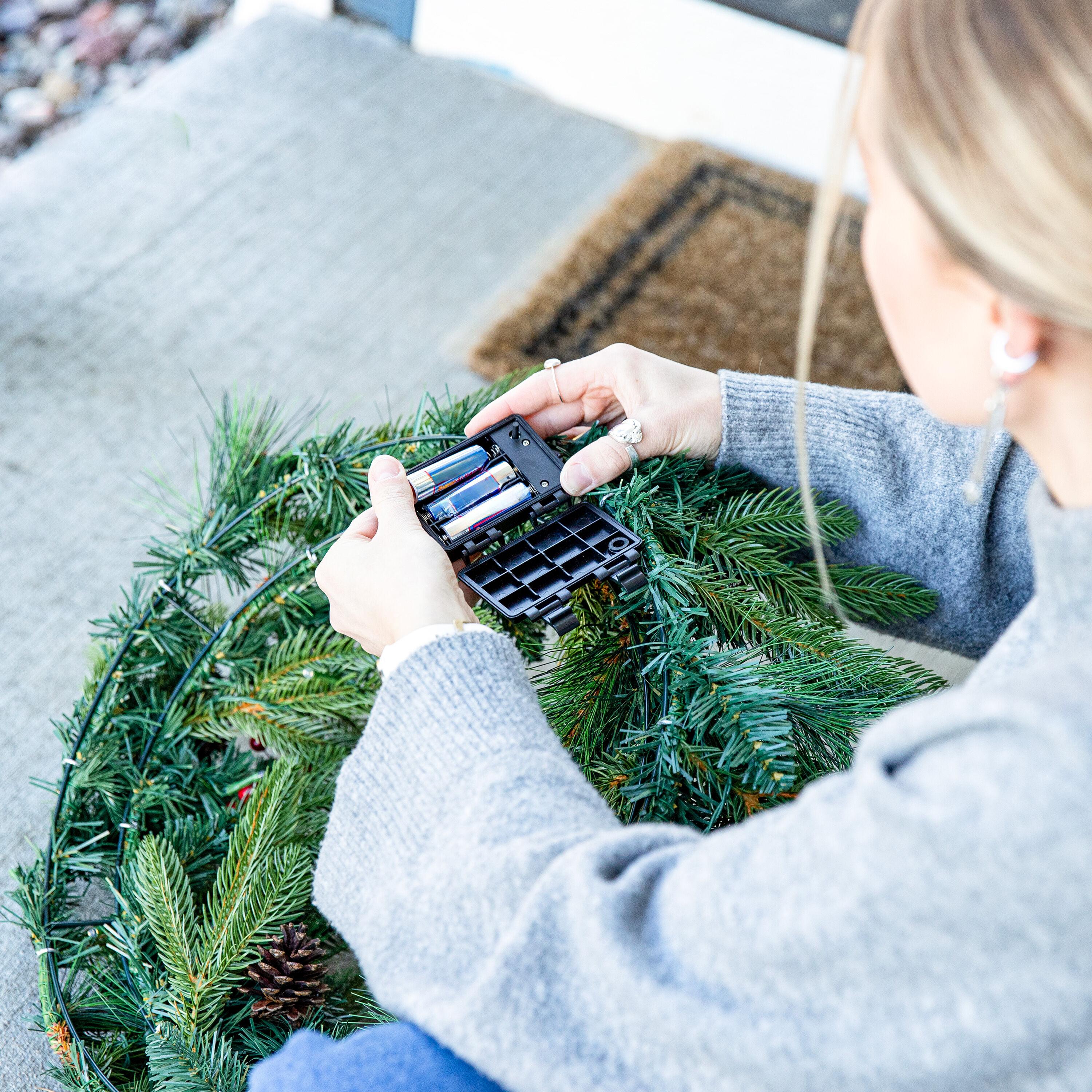 Sunnydaze 24" Diameter Indoor or Outdoor PVC Christmas Wreath with Pinecones and Berries - Traditional