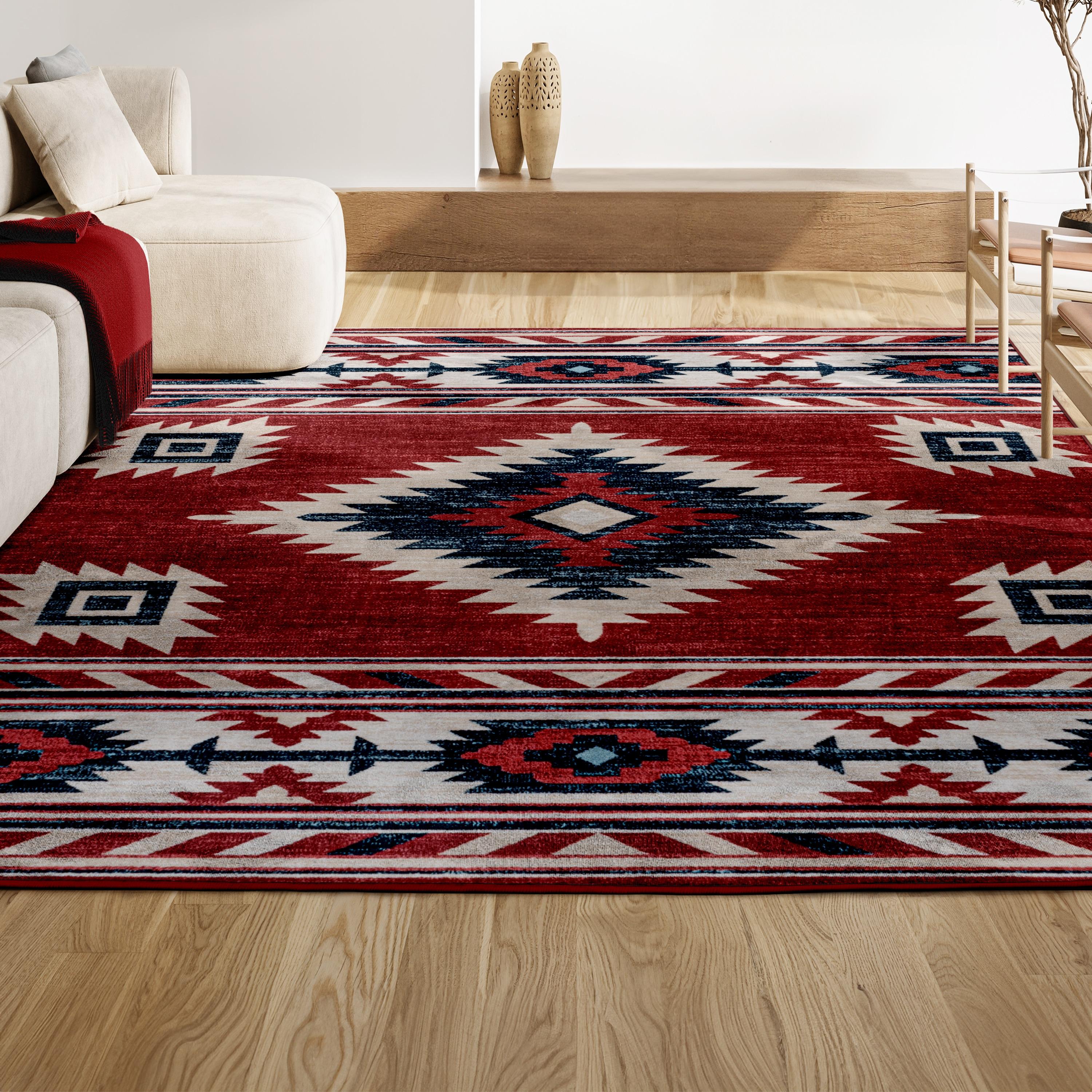 Well Woven Tulsa Lea Traditional Vintage Southwestern Tribal Crimson 3'11" x 5'3" Area Rug