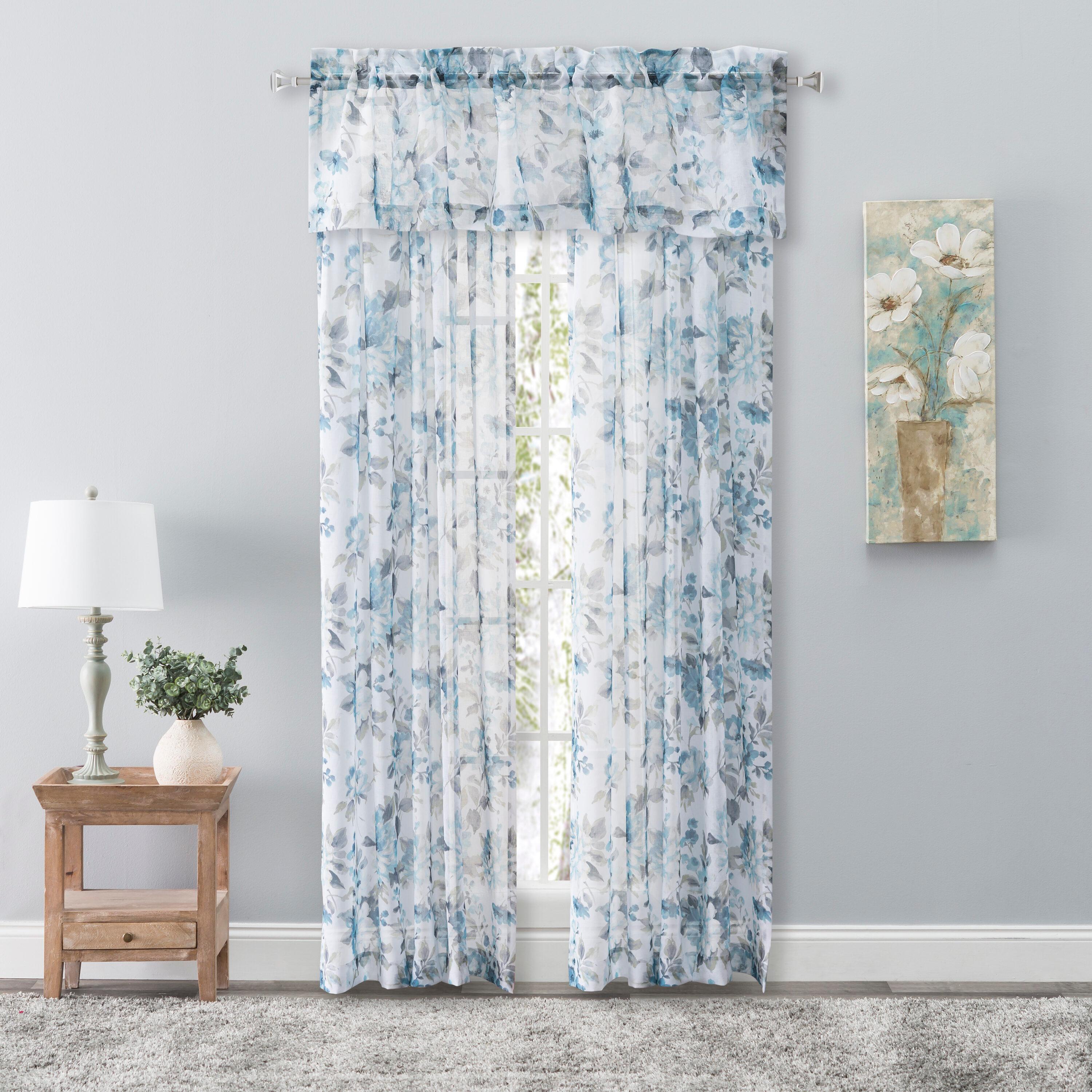 Bremen Elegant Floral Semi-Sheer Rod Pocket Single Curtain Panel