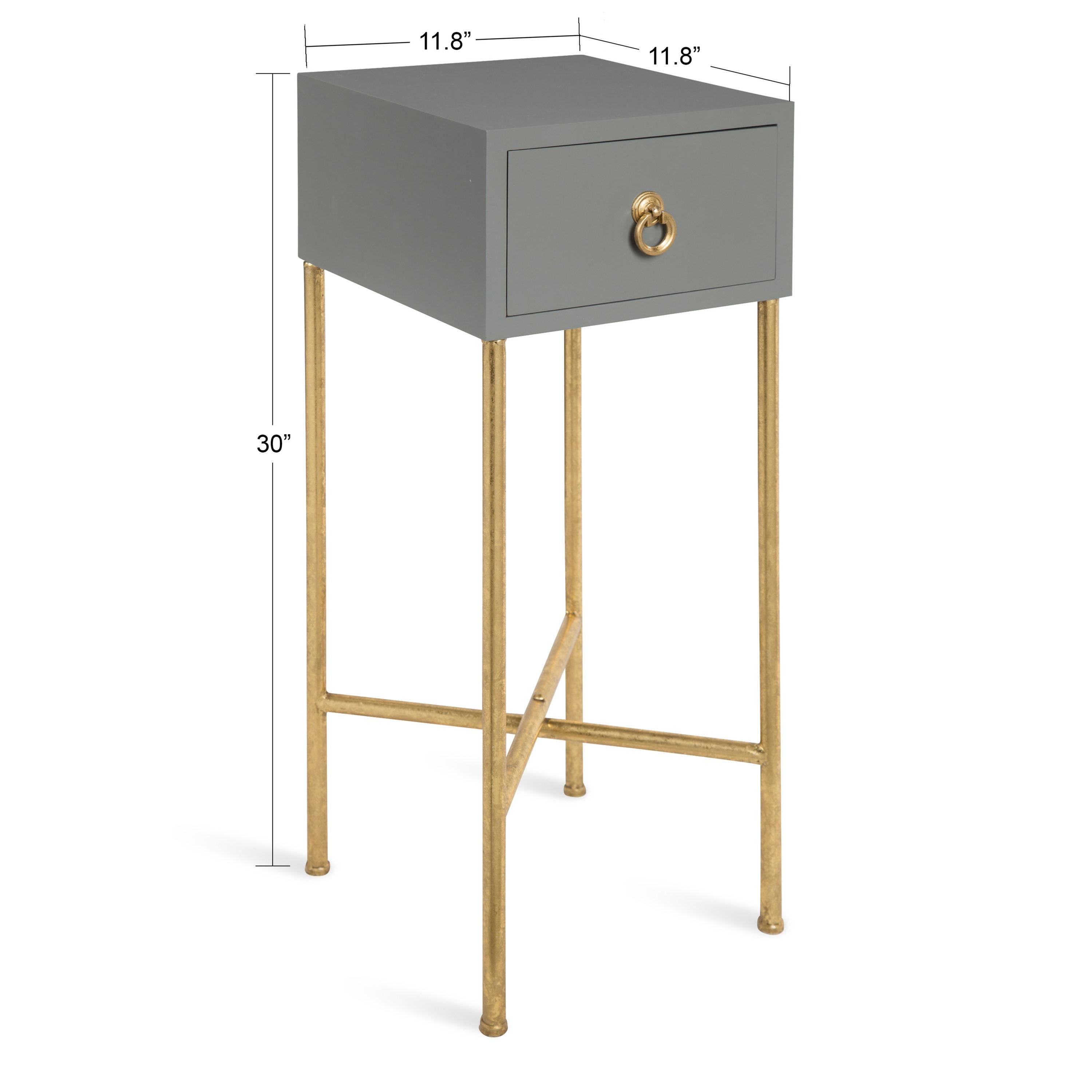 Kate and Laurel Decklyn Square MDF Tea Table, 12x12x30, Gold and Gray