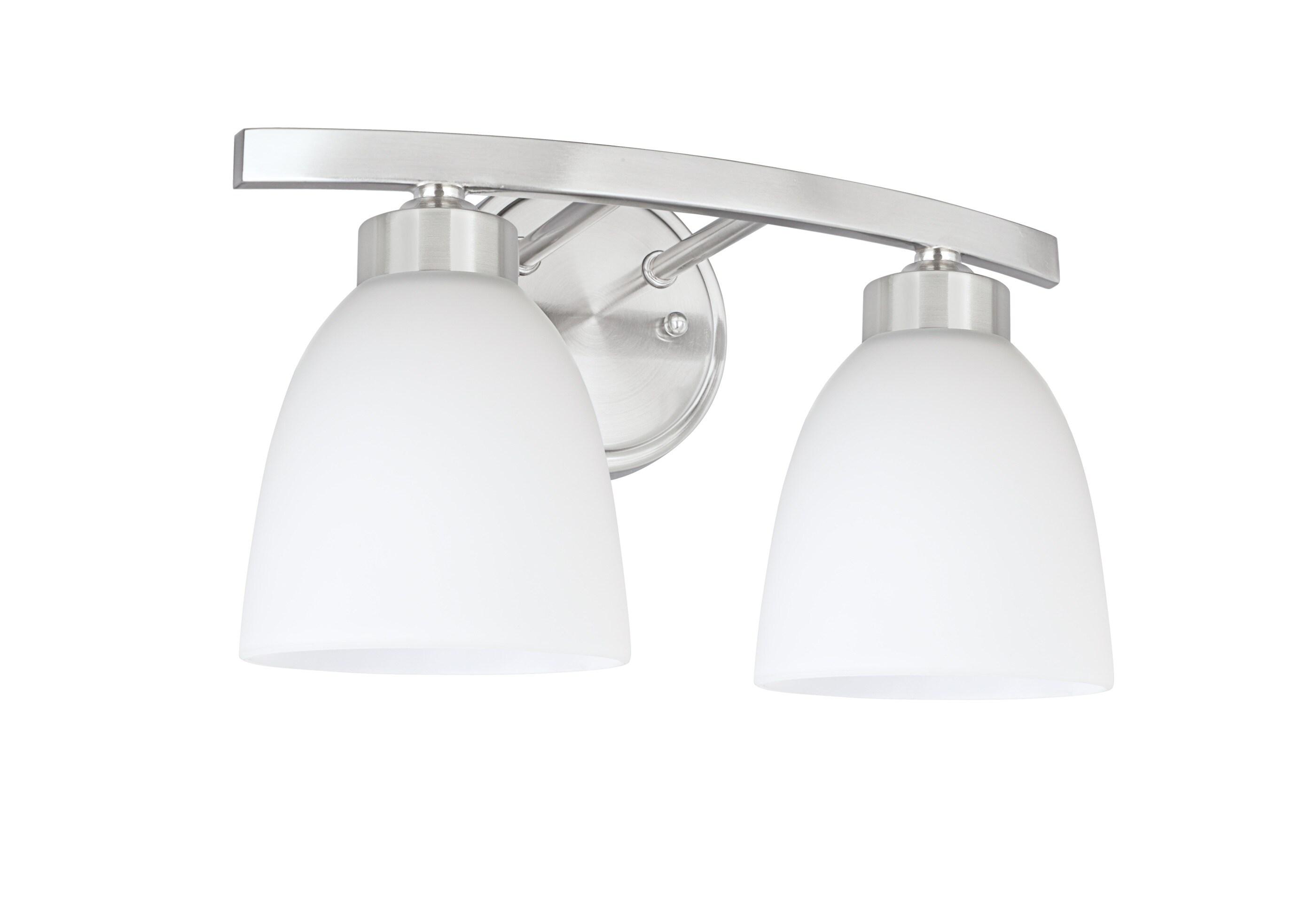 Satin Nickel Frosted Glass 2-Light Vanity Fixture