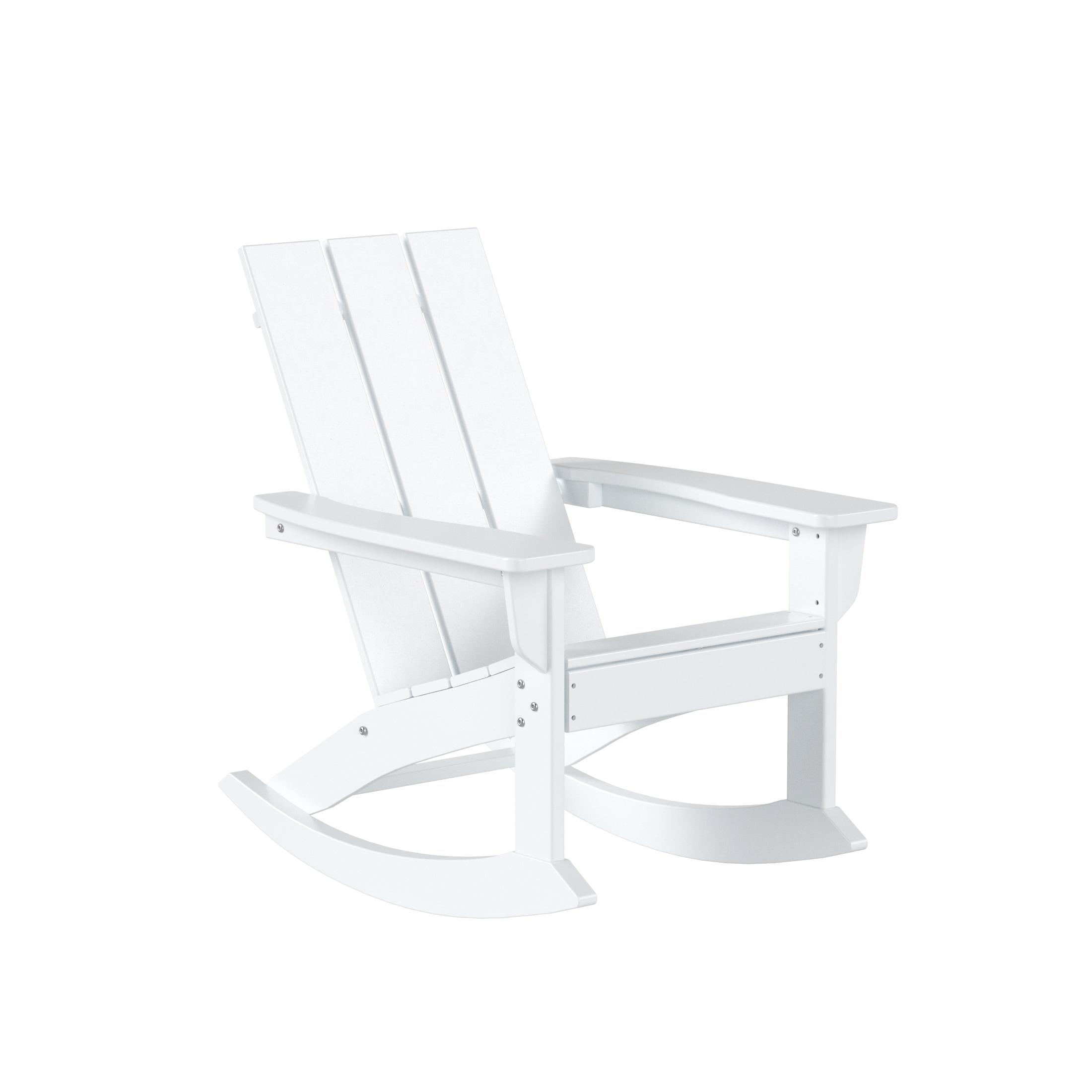 Polytrends  Shoreside Modern Eco-Friendly All Weather Poly Adirondack Rocking Chair White