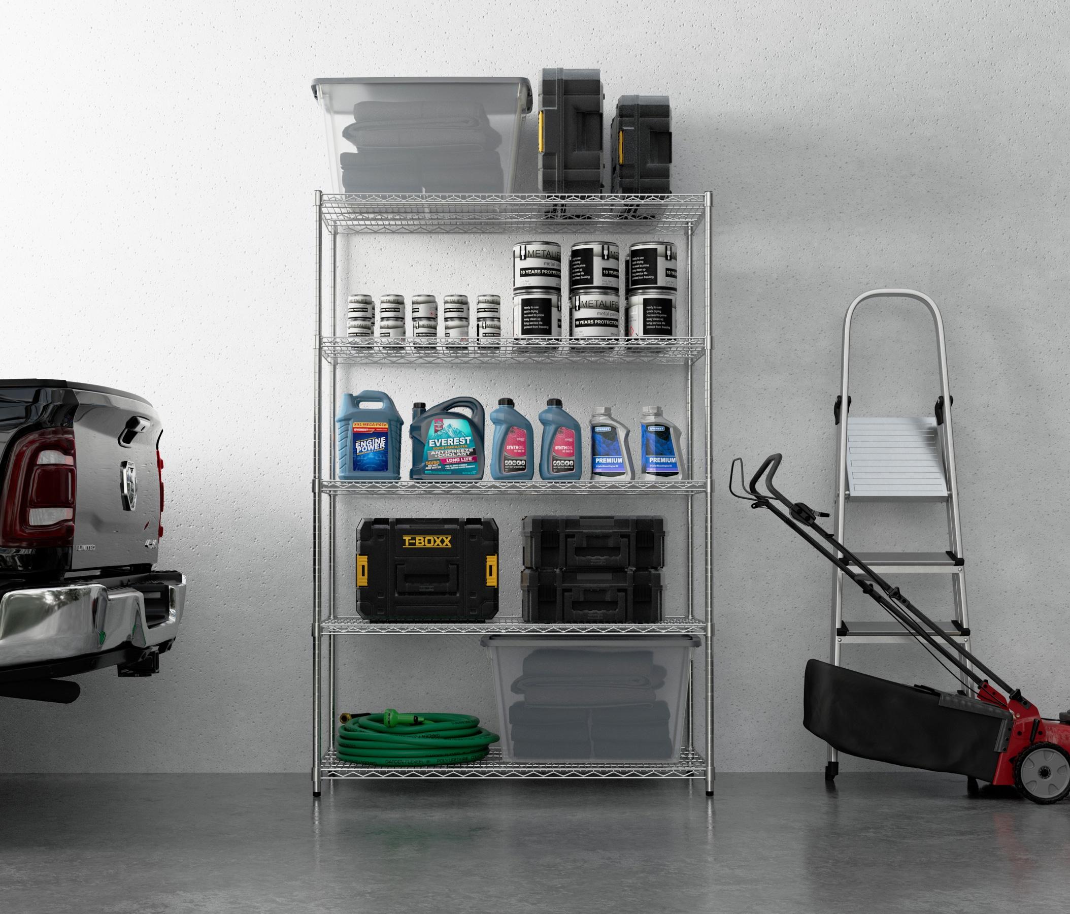 Everest Home Everest Wire Rack Heavy-Duty 5-Tier Utility Shelving Unit, 48 W x 24 D x 72 H, Chrome