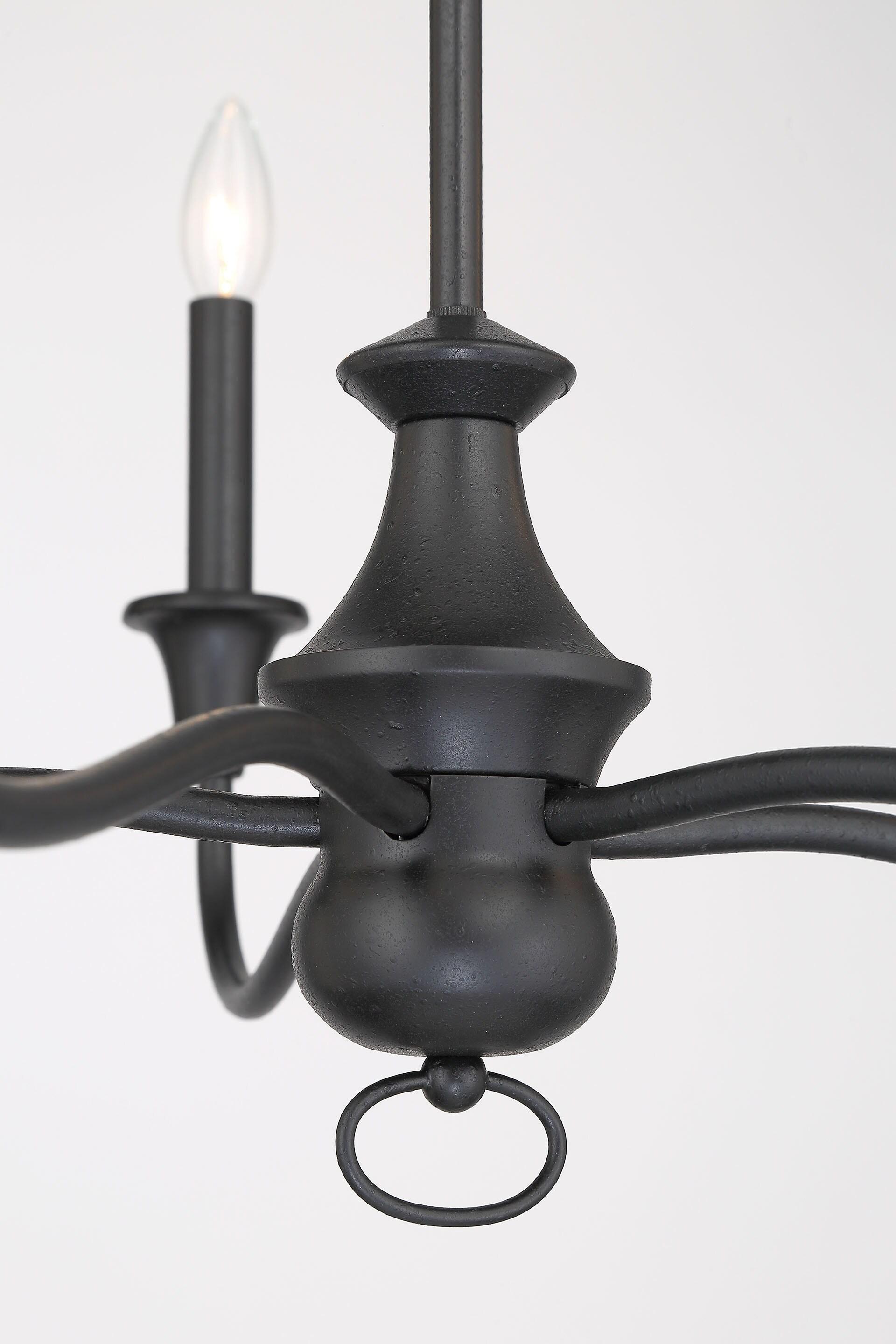 Halifax Textured Black 5-Light Candelabra Chandelier