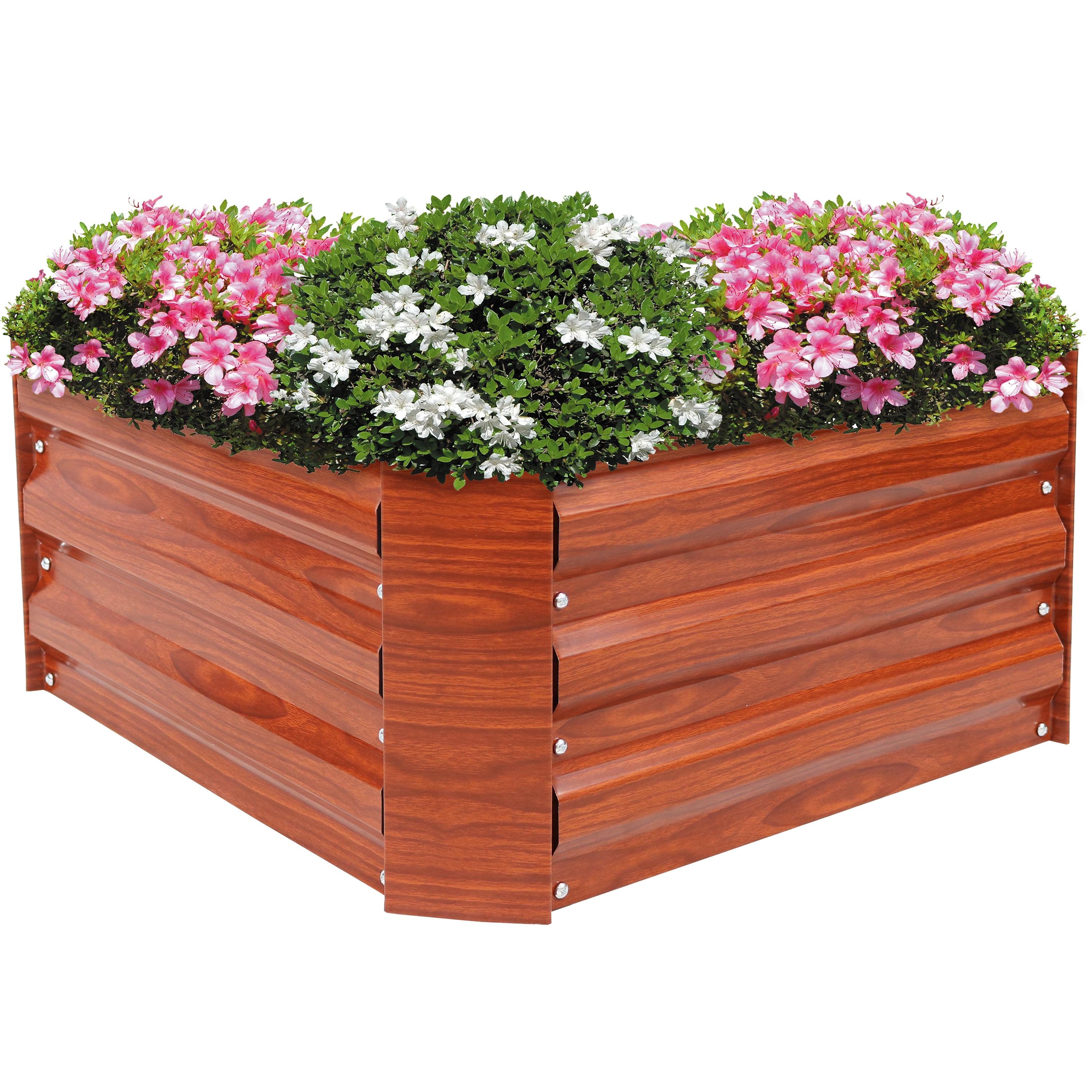 Sunnydaze Raised Hot Dip Galvanized Steel Garden Bed Planter for Plants, Vegetables, and Flowers - 24" Square x 12" Deep - Brown