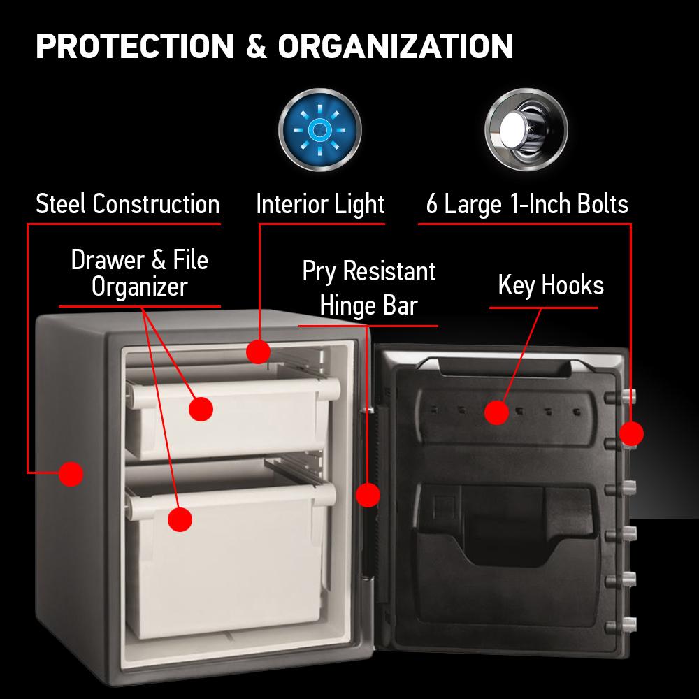 Sentry Safe Digital Fire/Water Safe - 2 ft³ - Digital, Programmable, Dual Key Lock - 4 Live-locking Bolt(s) - Fire Proof, Water Resistant, Pry Resistant - for Tablet, Cell Phone, External Hard...