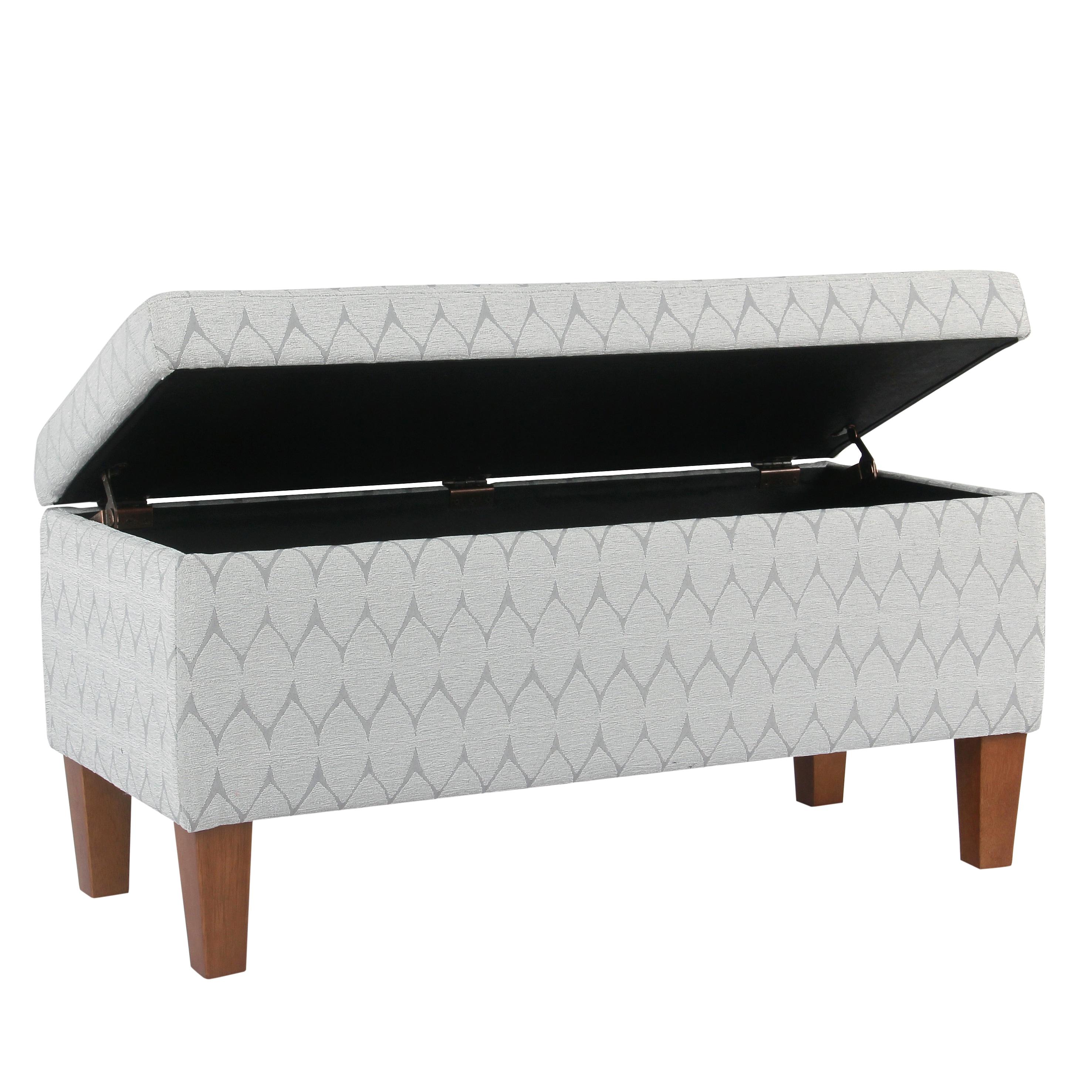 Large Textured Storage Bench Light Gray - HomePop: Upholstered, Bedroom, Rectangular, Wood Legs