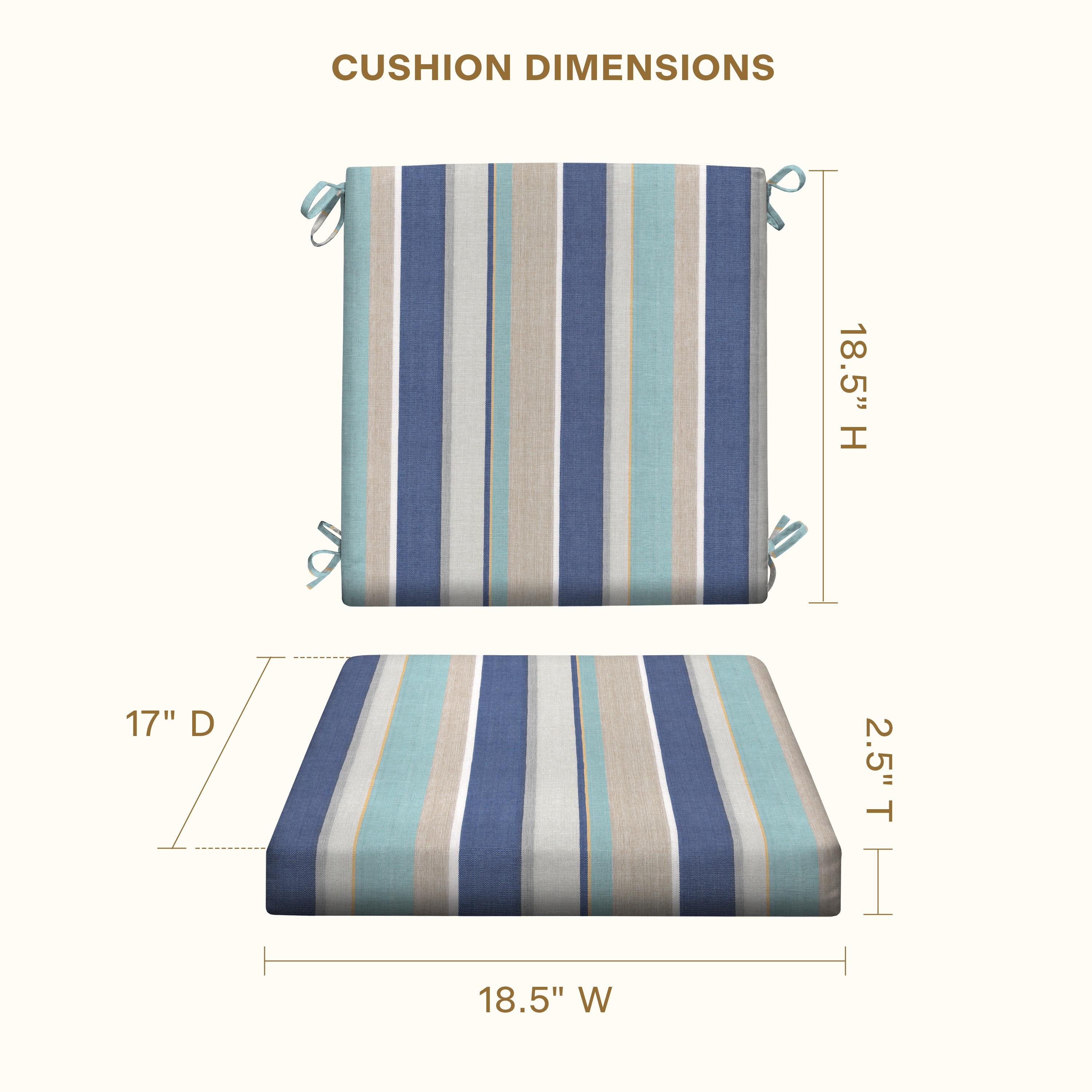 Honeycomb Outdoor Midback Dining Chair Cushion - Stripe Blue & Beige