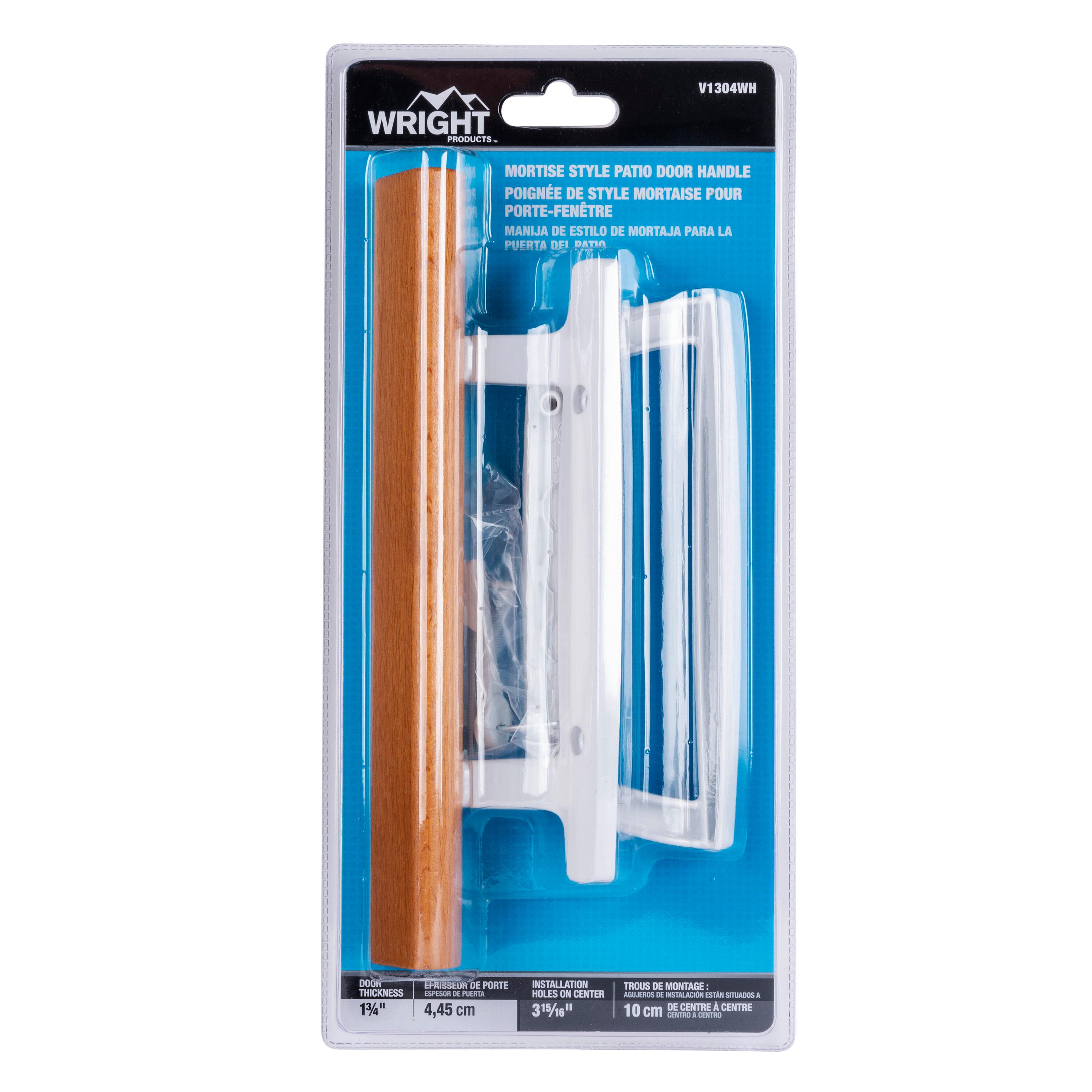 Wright Products - Mortise Sliding Patio Door Handle and Installation Hardware Set, Wood/White - Replacement Sliding Glass Door Lock and Handle White in