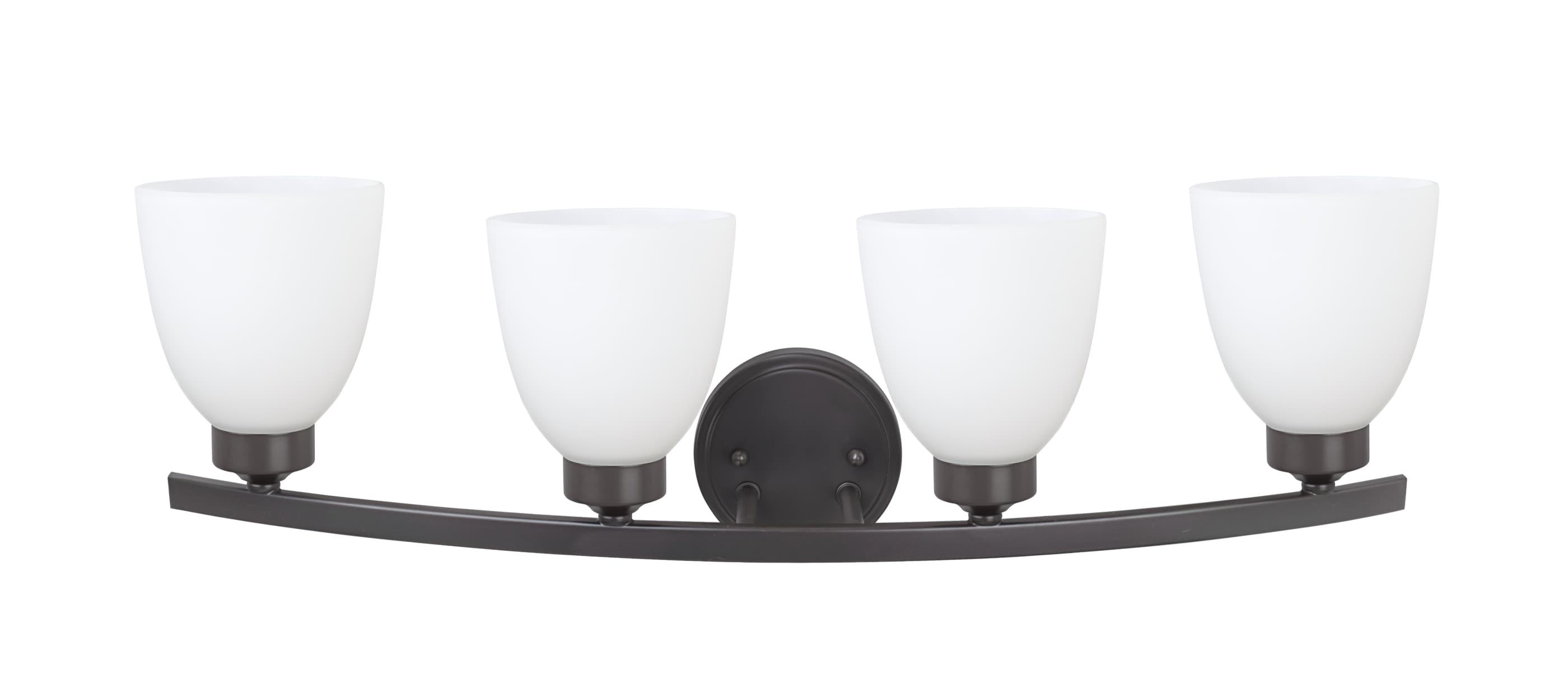 Oil Rubbed Bronze 4-Light Vanity Fixture with Frosted Glass Shades