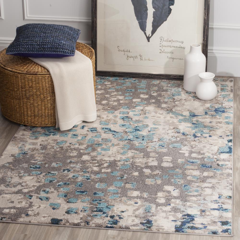 Monaco MNC225 Power Loomed Indoor Accent Rug - Grey/Light Blue - 4'x5'7" - Safavieh