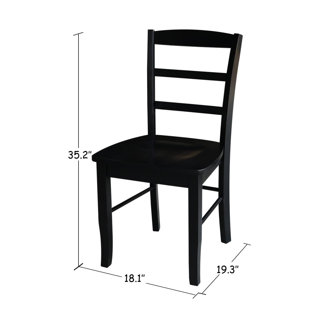 Set of 2 Madrid Ladderback Chairs Black - International Concepts: Solid Wood, Armless, Transitional Style