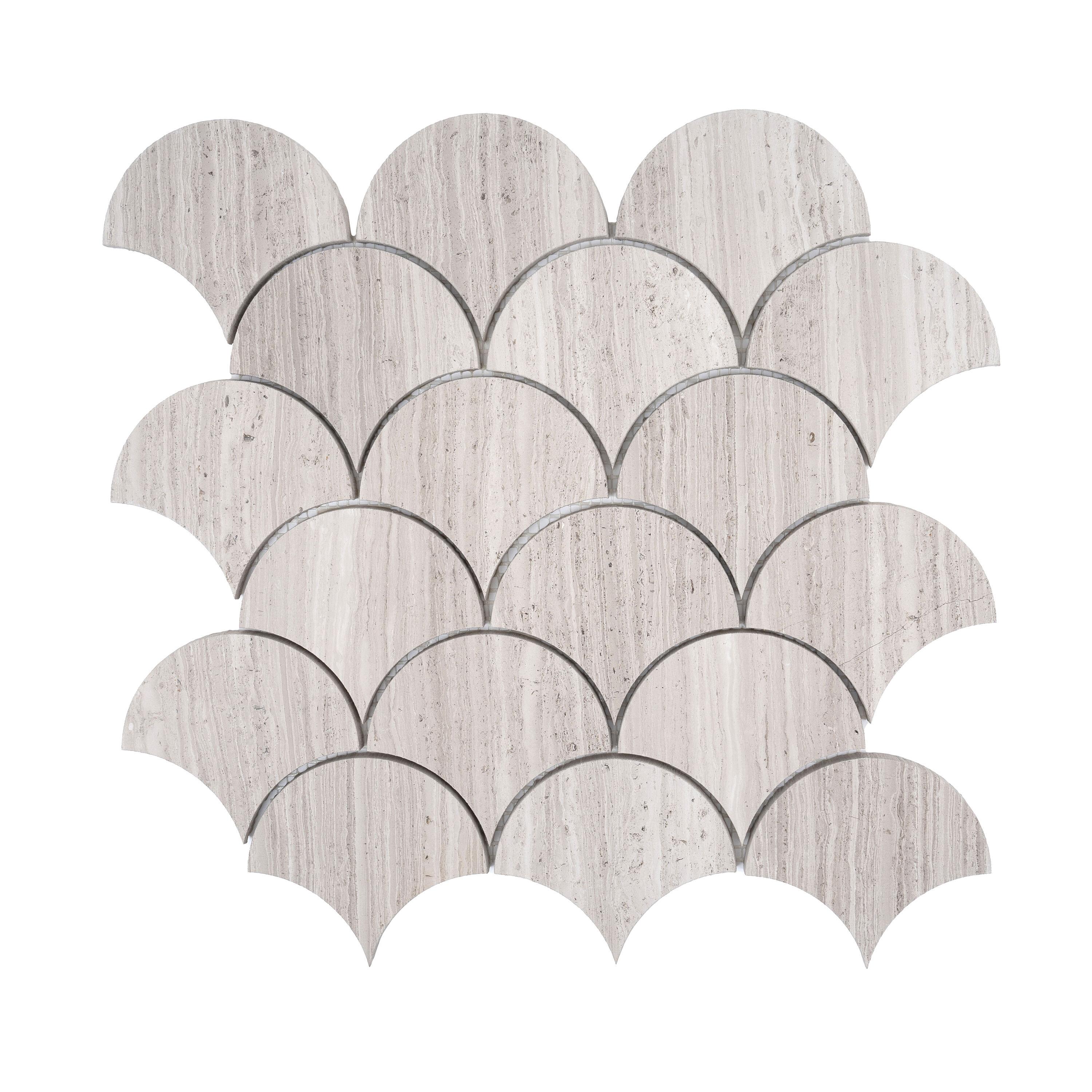 Apollo Tile    Gray 11.8-in. x 11.8-in. Scalloped Polished Marble Mosaic Floor and Wall Tile (4.83 Sq ft/case)