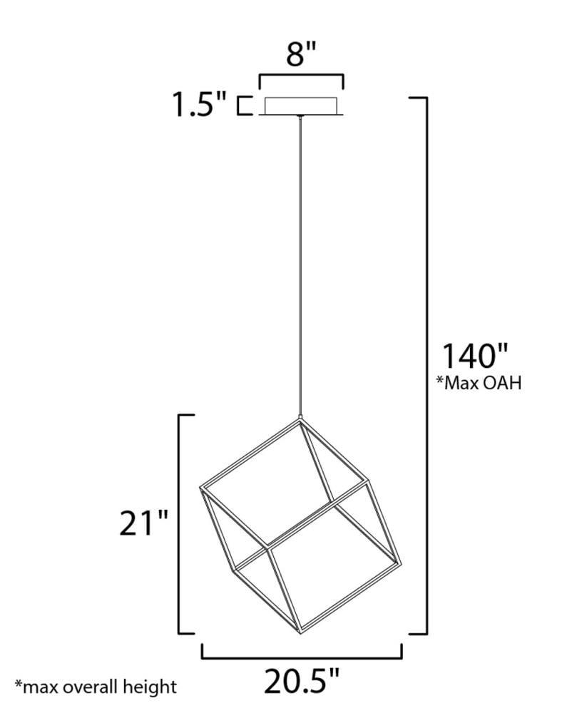 E30582-BK-ET2 Lighting-4 Square-24W 1 LED Pendant-20.5 Inches wide by 21 inches high-Black Finish