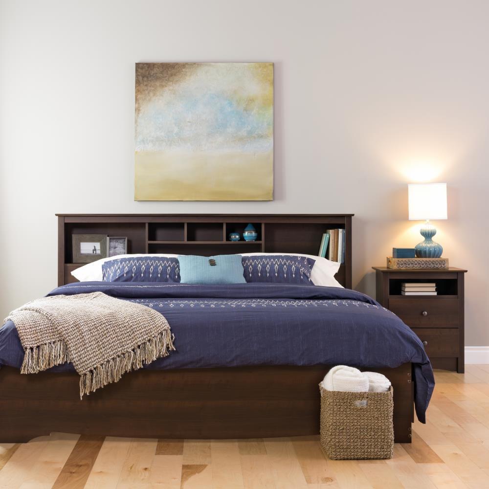 Prepac King Bookcase Headboard Espresso Brown: Wood Composite Storage Headboard, No Mattress Included