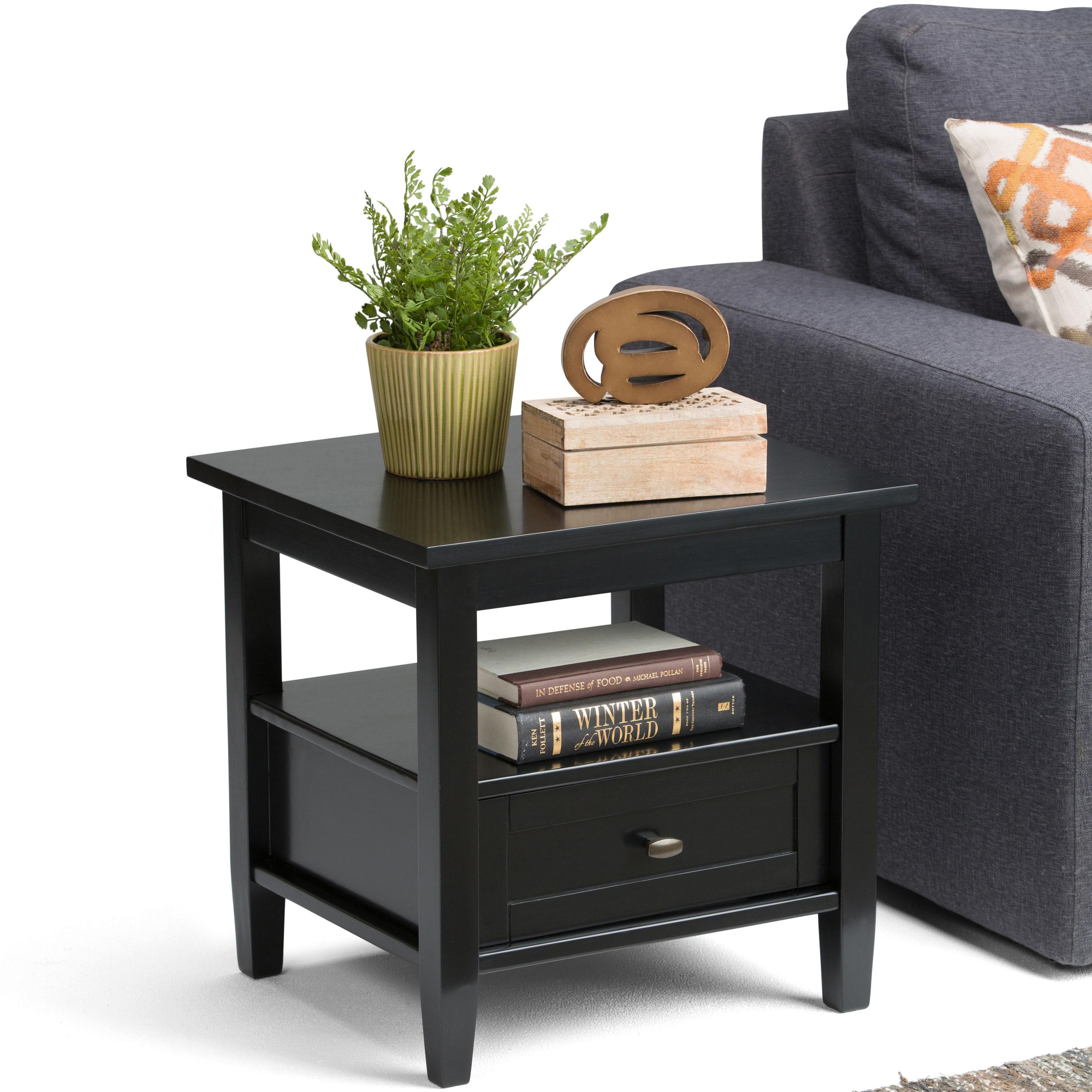 Warm Solid Wood End Table with Storage