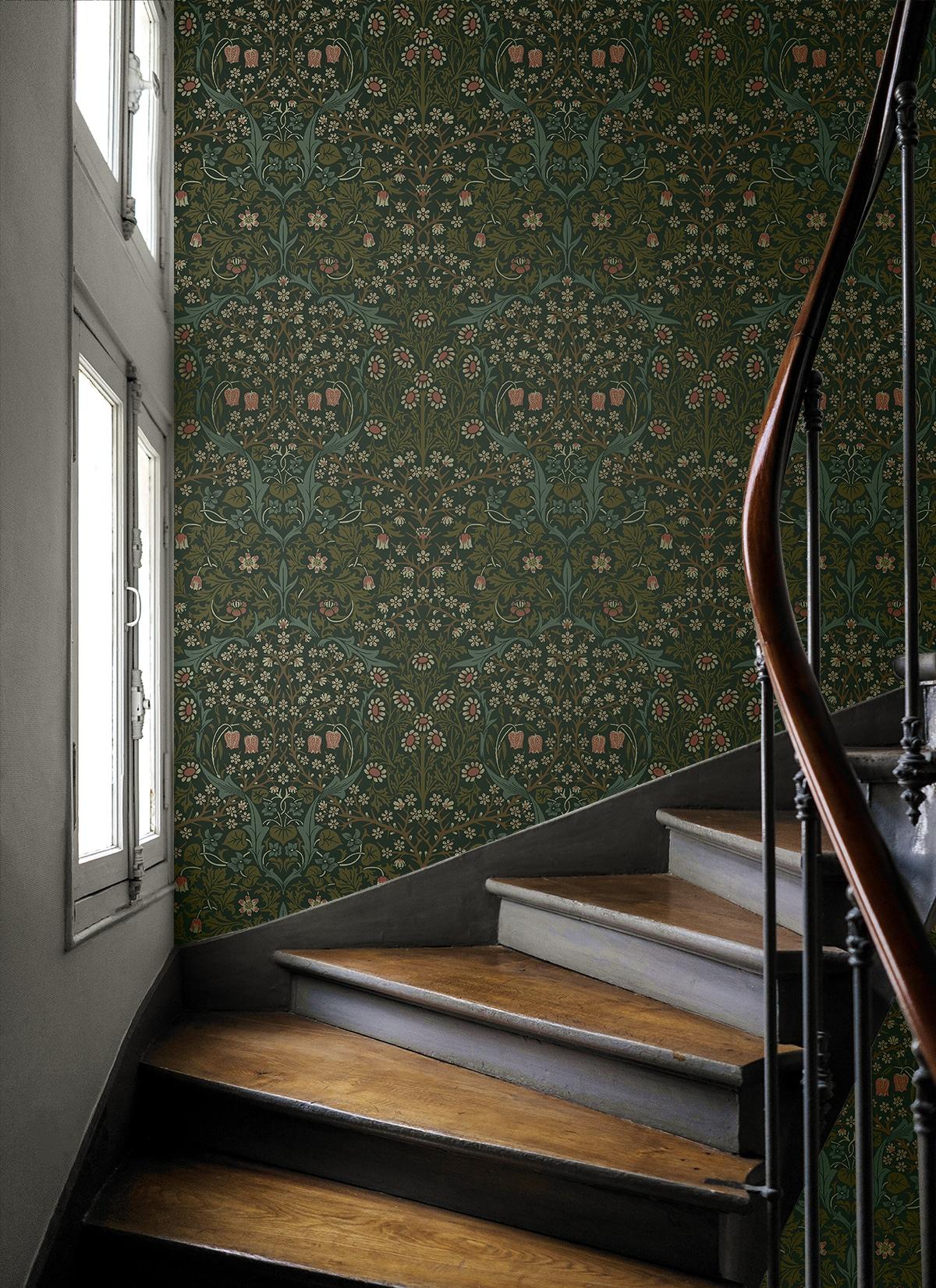 NextWall Greenery Victorian Garden Floral Peel and Stick Wallpaper