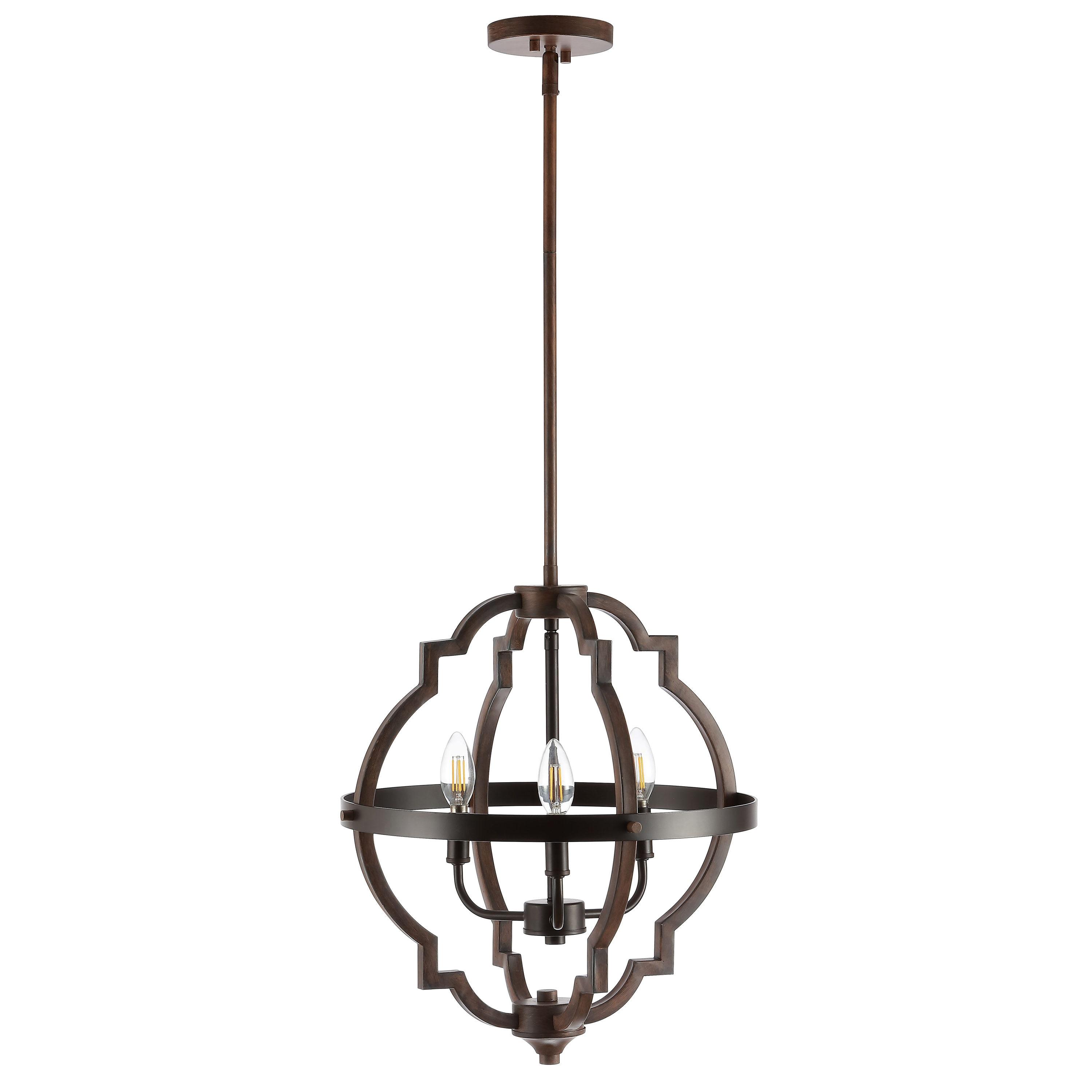 Ogee 16.75" 3-Light Adjustable Iron Rustic Industrial LED Pendant, Oil Rubbed Bronze
