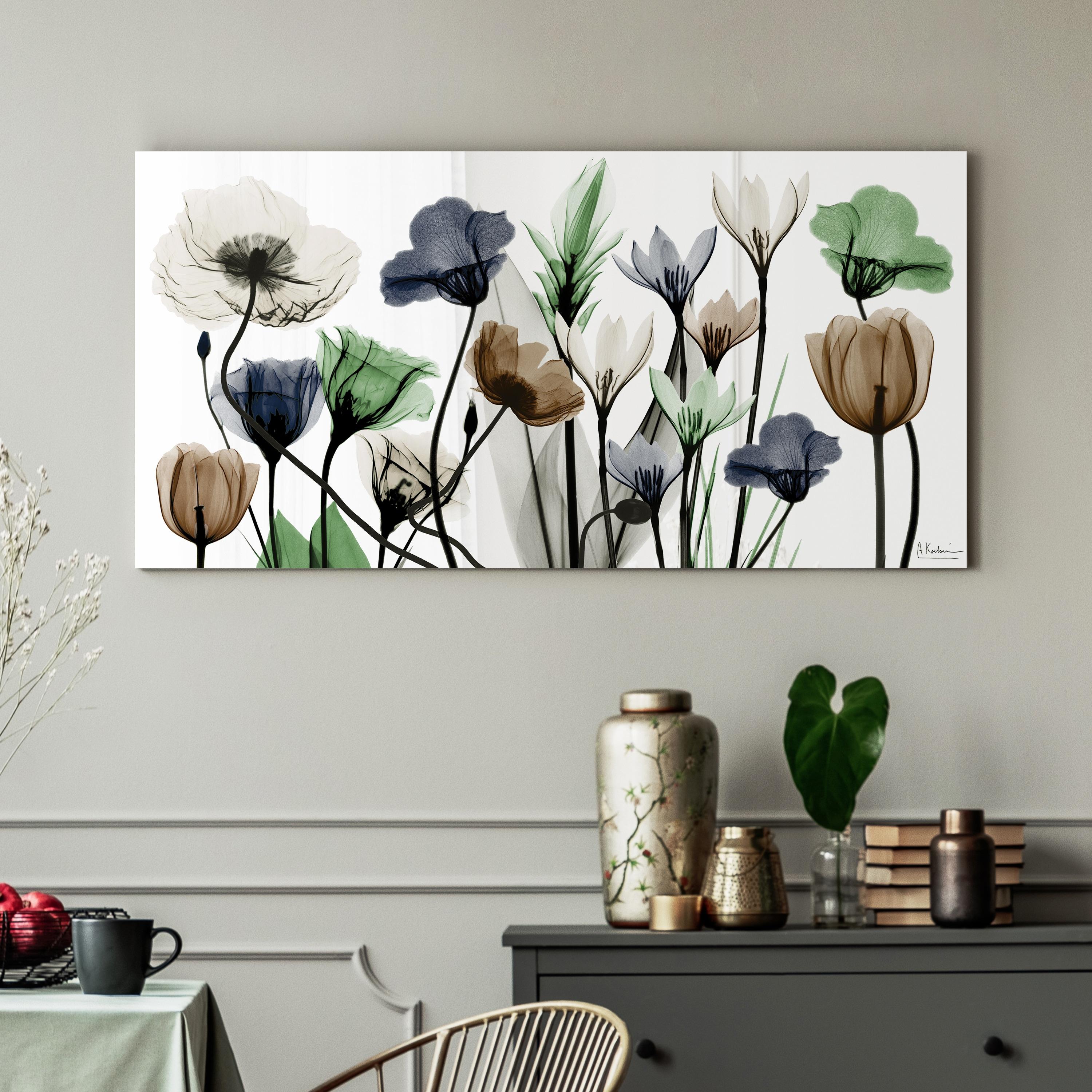 Empire Art Direct Floral Landscape Frameless Free Floating Tempered Glass Panel Graphic Flower Wall Art, 24" x 48" x 0.2", Ready to Hang