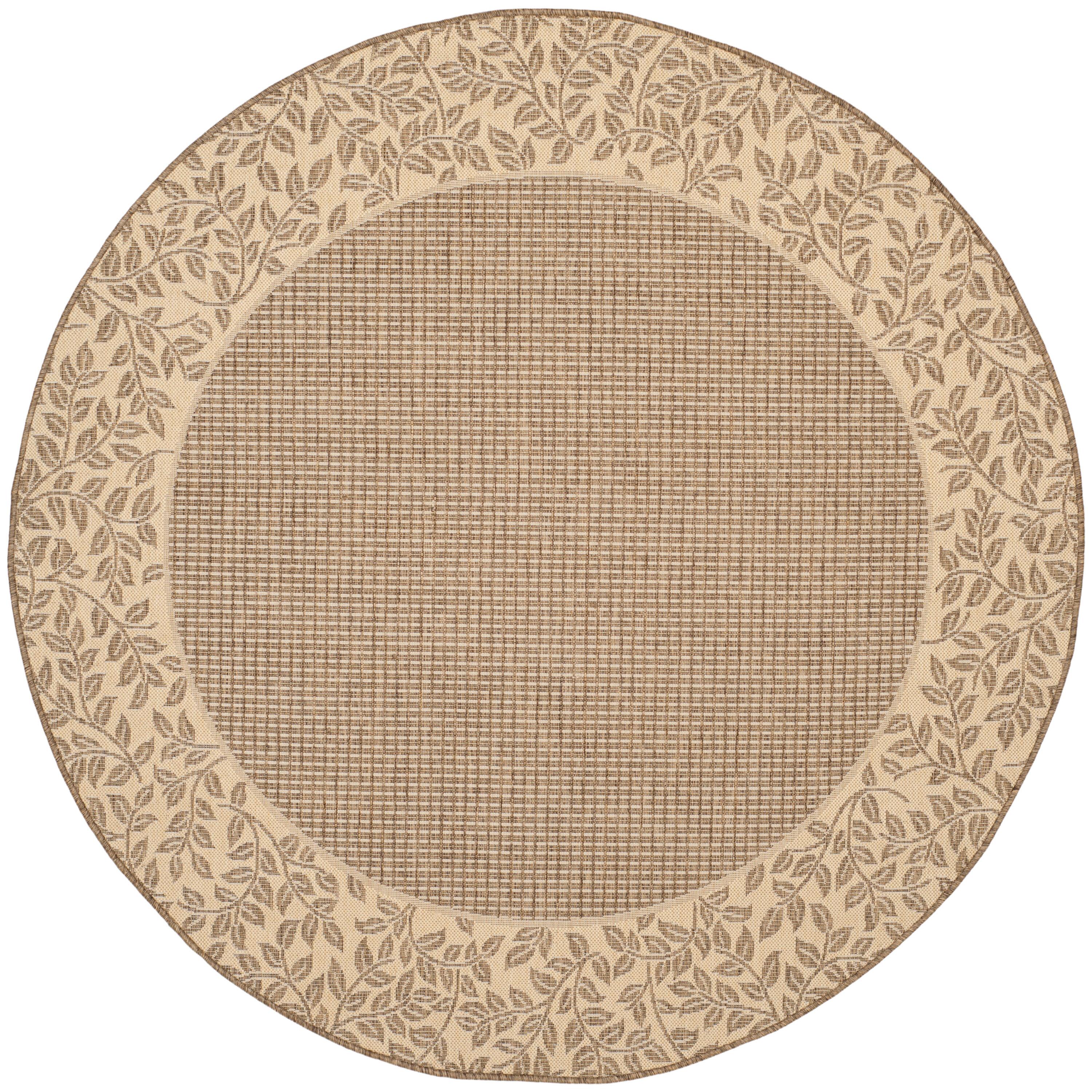 Safavieh Courtyard Checks 5 x 5 (ft) Loomed Polypropylene Brown/Natural Round Indoor/Outdoor Floral/Botanical Coastal Area rug