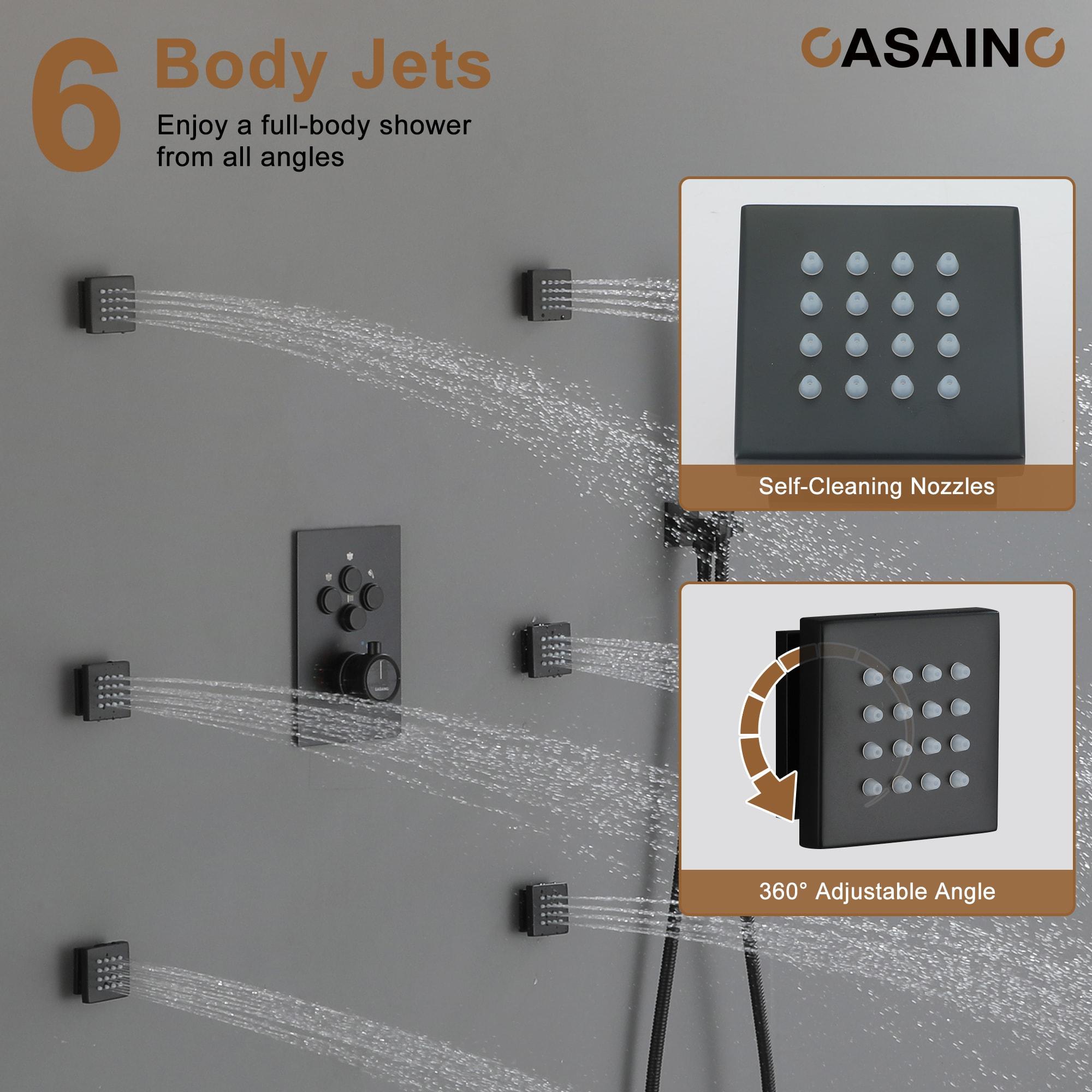 CASAINC CS6228-12MB Dual Shower Head Thermostatic Rainfall Shower System with Rough in-Valve and Shower Body Spray