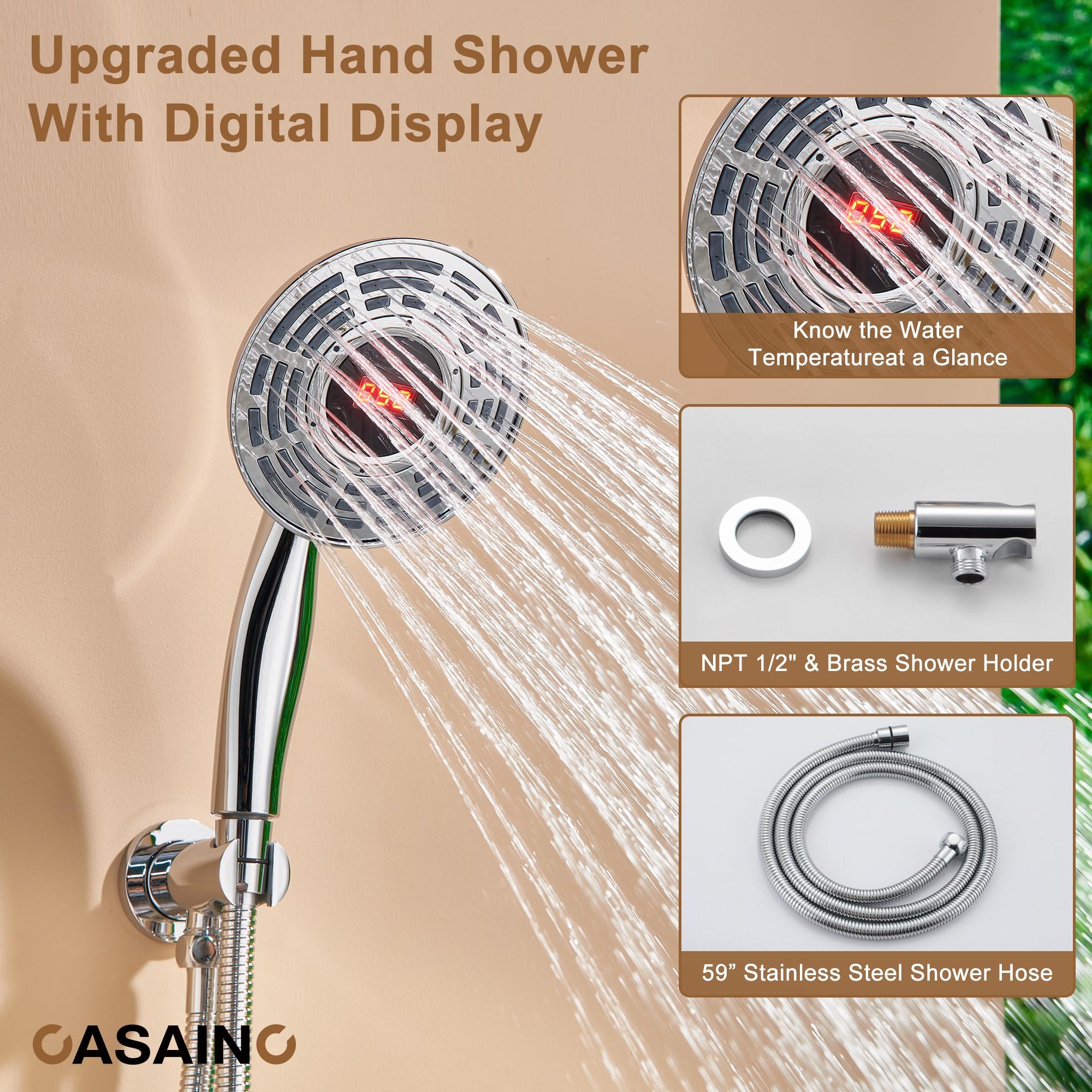 Thermostatic Rainfall Shower System with Rough in-Valve and Digital Display Handheld