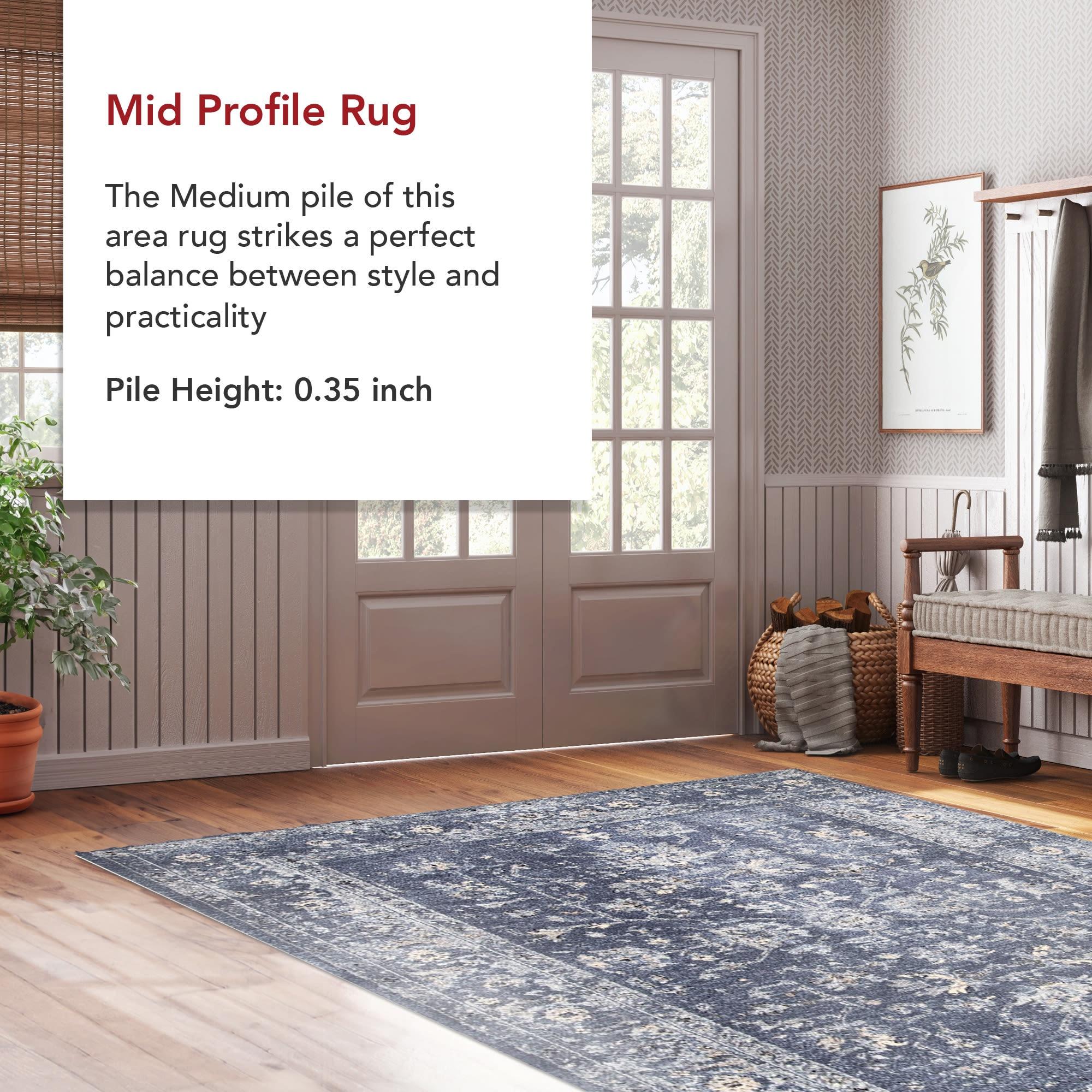 Nuloom Florid Emma Floral 4x6 Indoor Area Rug for Living Room Bedroom Dining Room Kitchen, Blue/Ivory