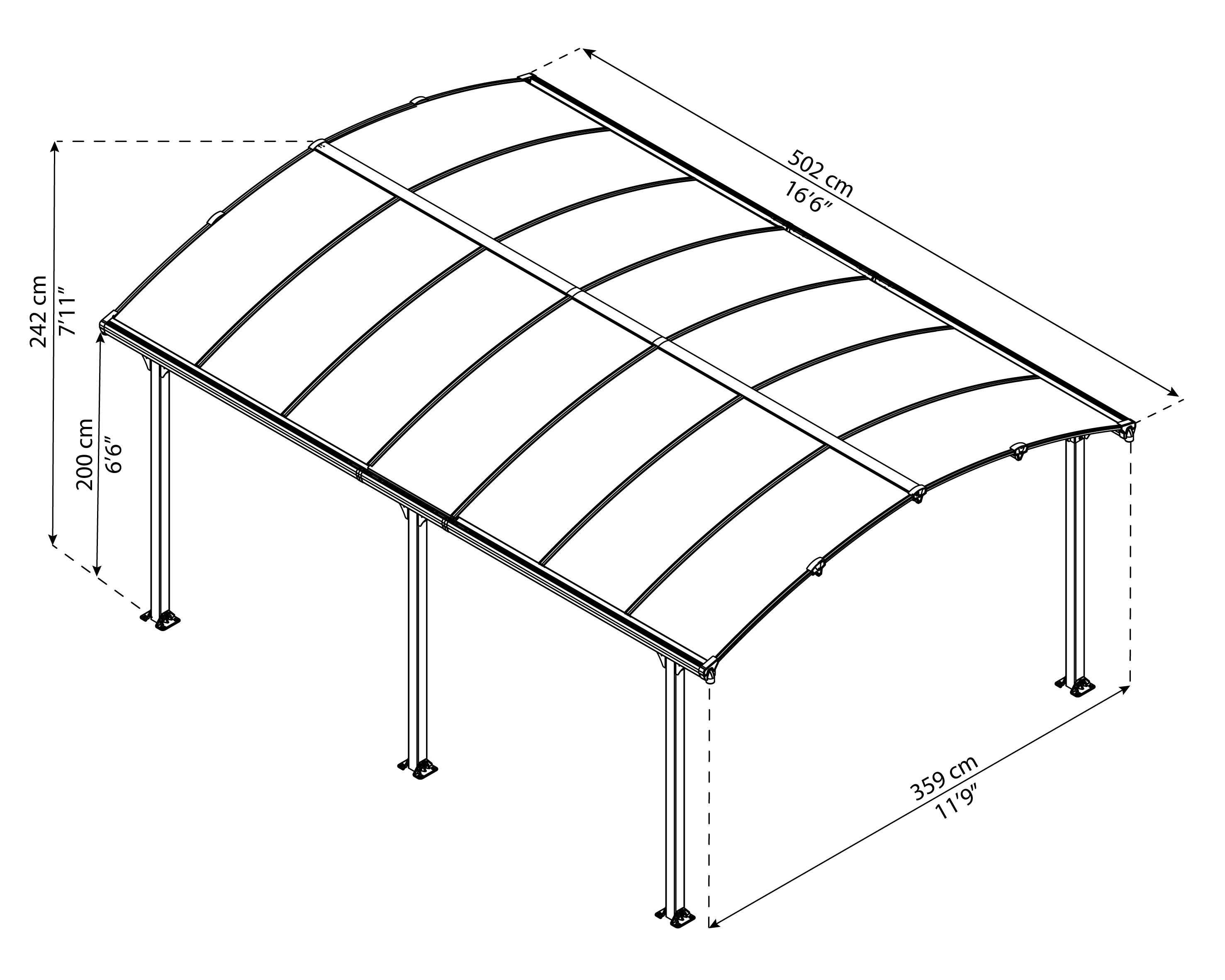 Palram - Canopia Tucson 5000 12' x 16' Polycarbonate/Aluminum Gazebo - Gray/Bronze