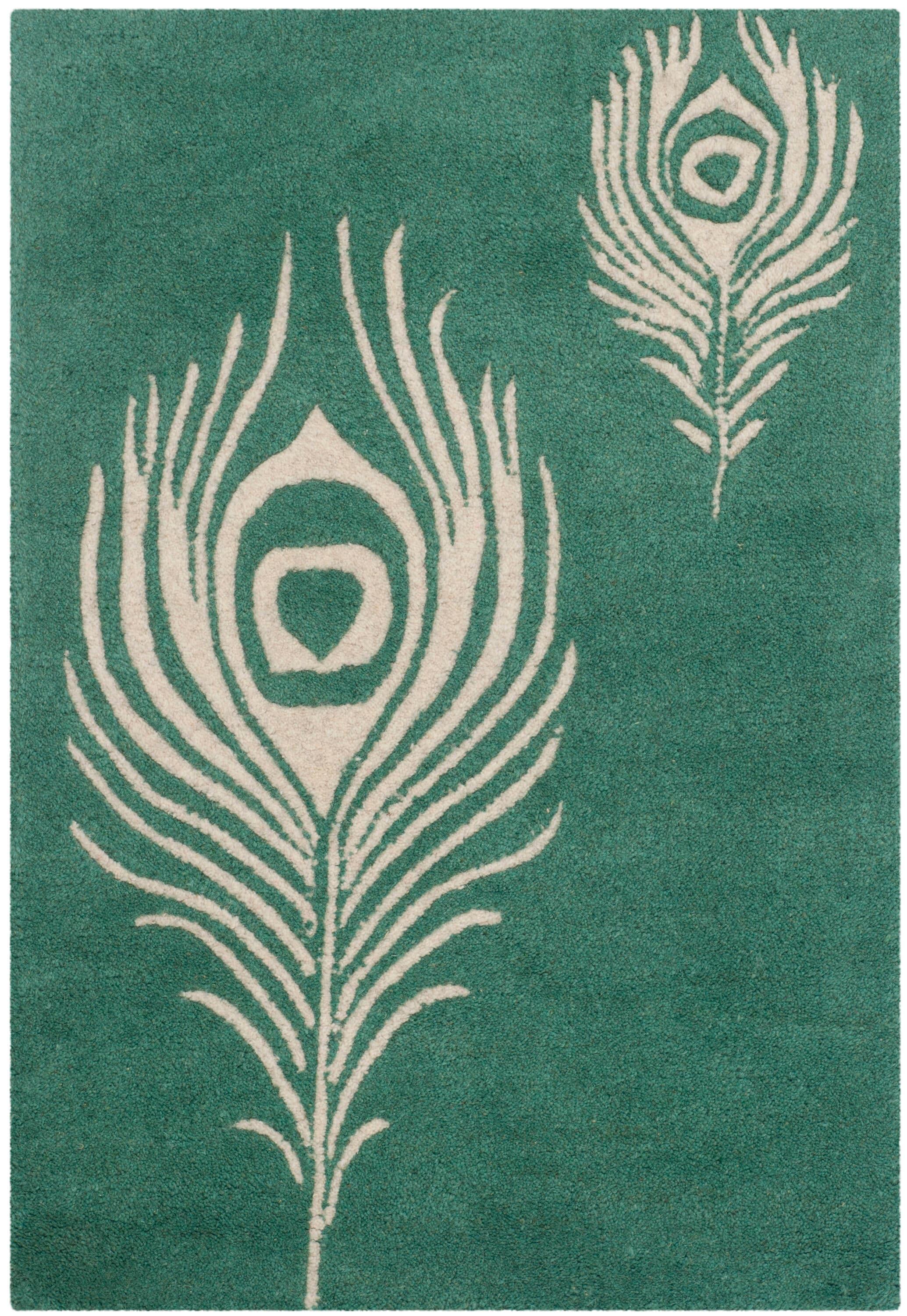 Soho SOH704 Hand Tufted Accent Contemporary Accent Rug - Teal/Ivory - 2' X 3' - Safavieh.