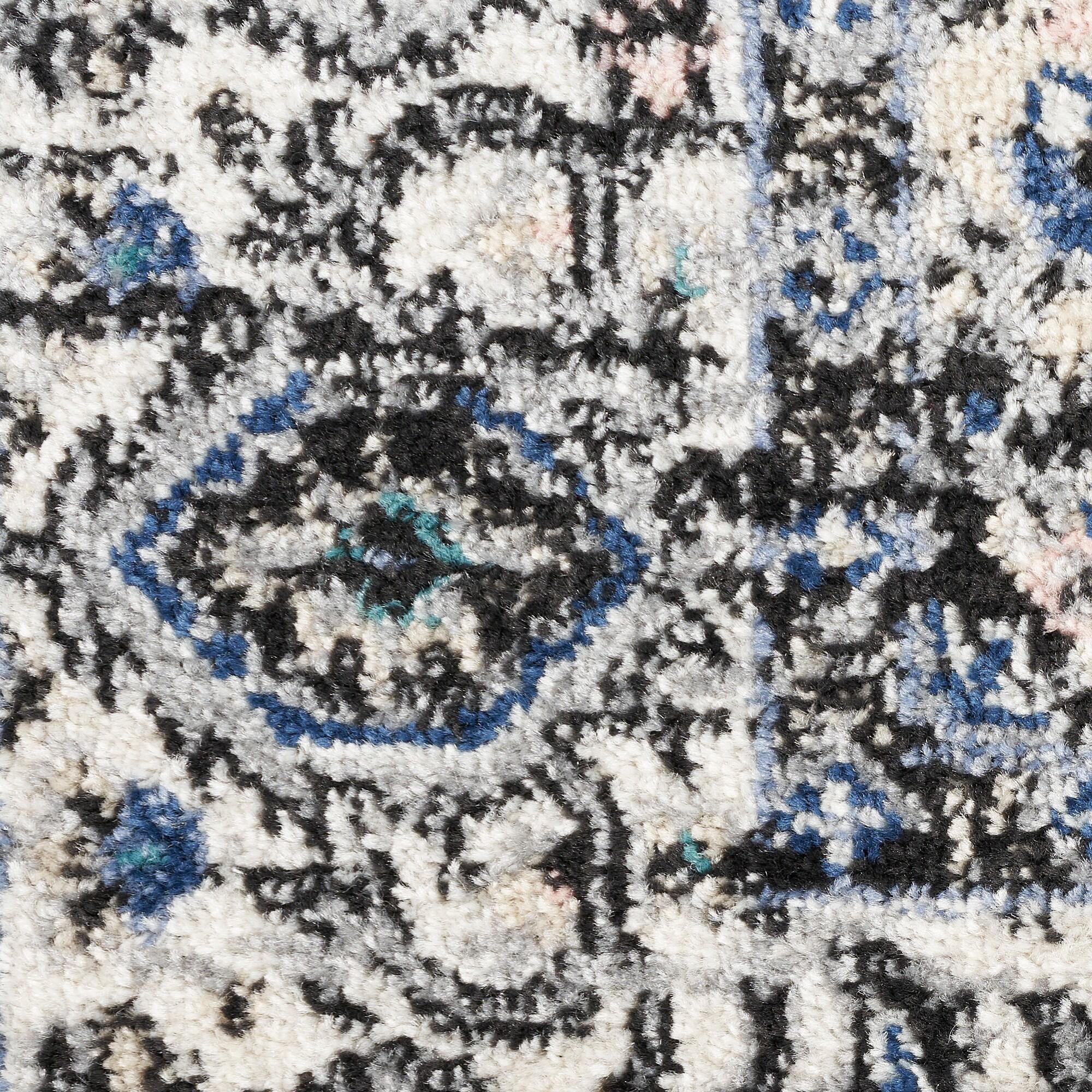 Nourison Passion Medallion Bohemian Indoor Rug Black Ivory 2'2" x 10'