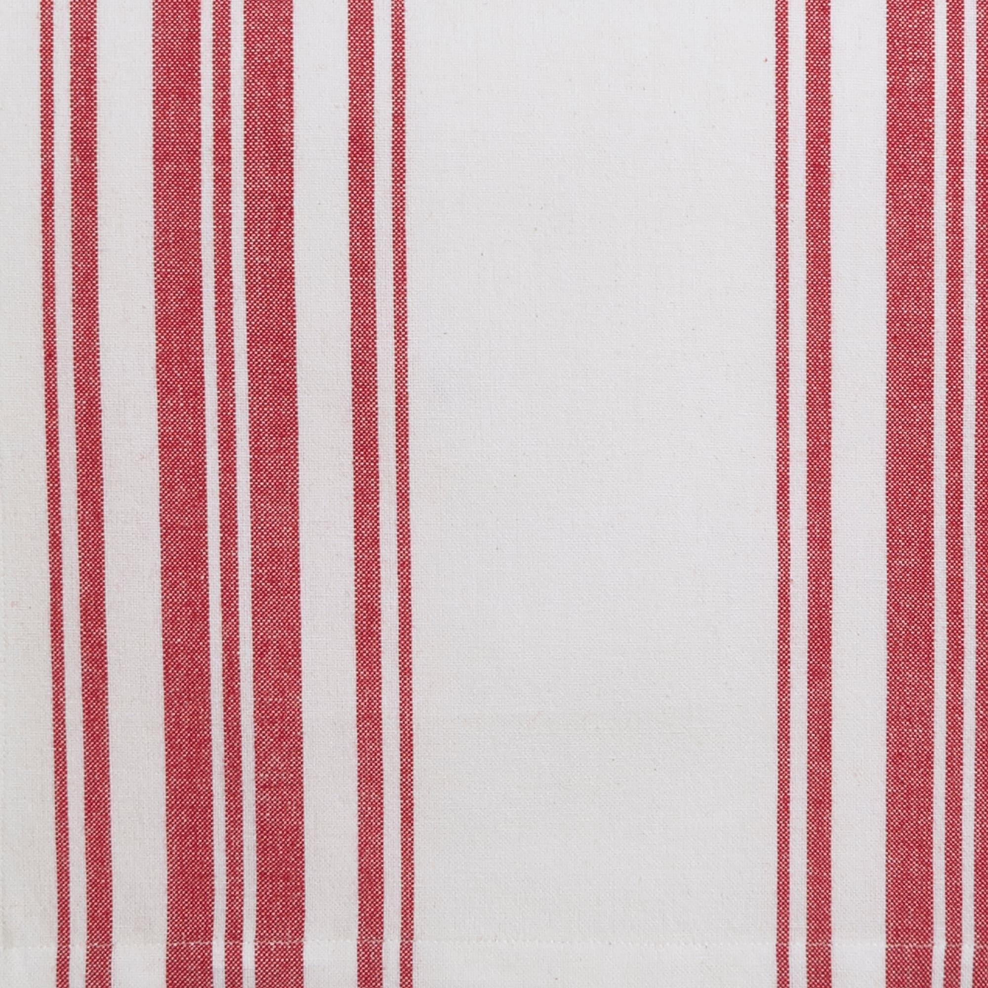 Farmhouse Living Stripe and Check Kitchen Towels, Set of 3 - 17" x 28" - Red/White - Elrene Home Fashions