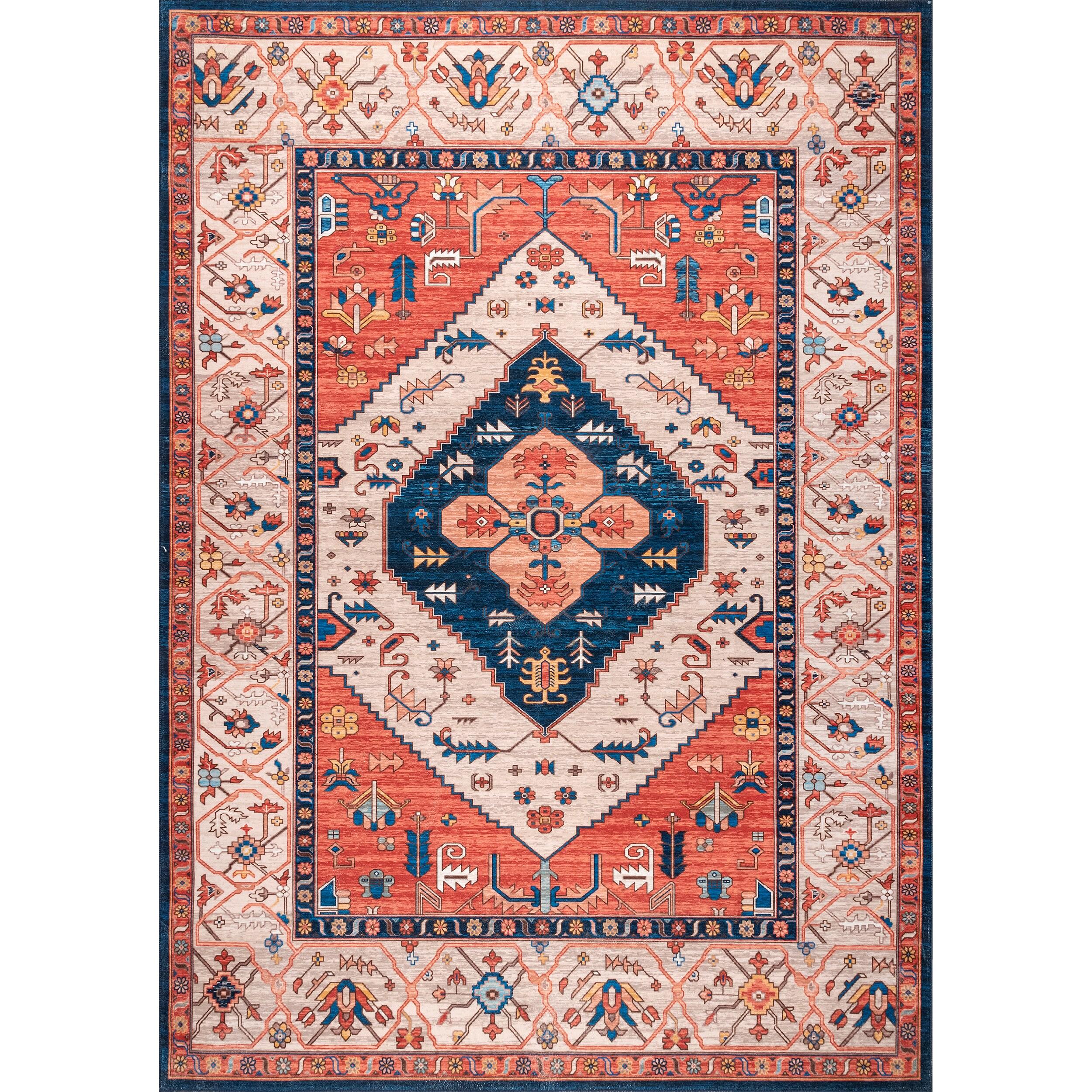 Nuloom Carolyn Pet Friendly Machine Washable Motif Area Rug, 3' x 5', Rust