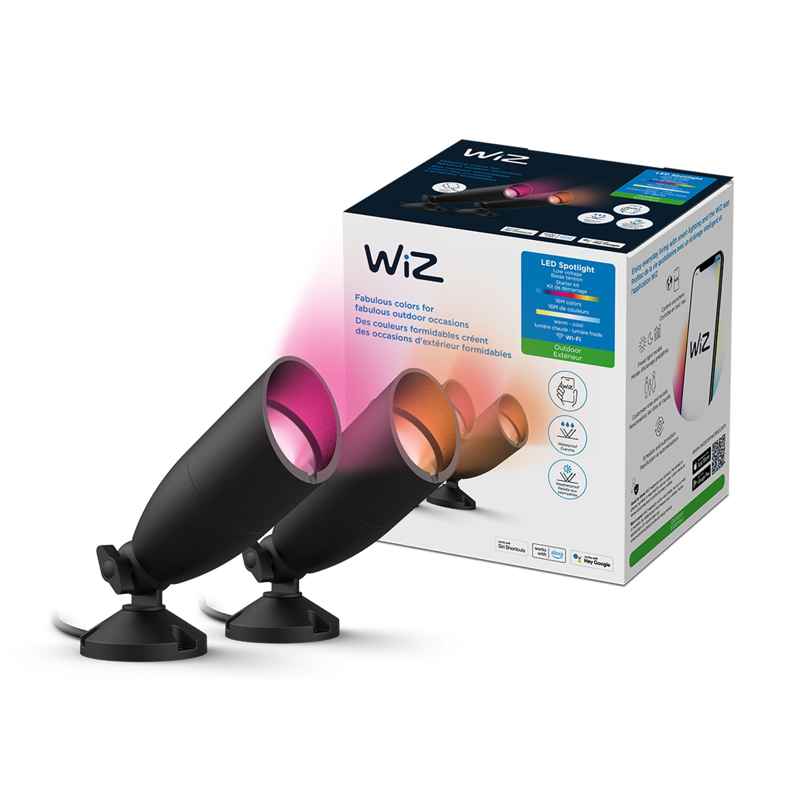 WiZ Connected LED Color Changing Outdoor Spotlight Extension - Starter Kit Required - Weatherproof - Control with WiZ App - Works with Google Home, Alexa, and Siri Shortcuts - 2 Pack